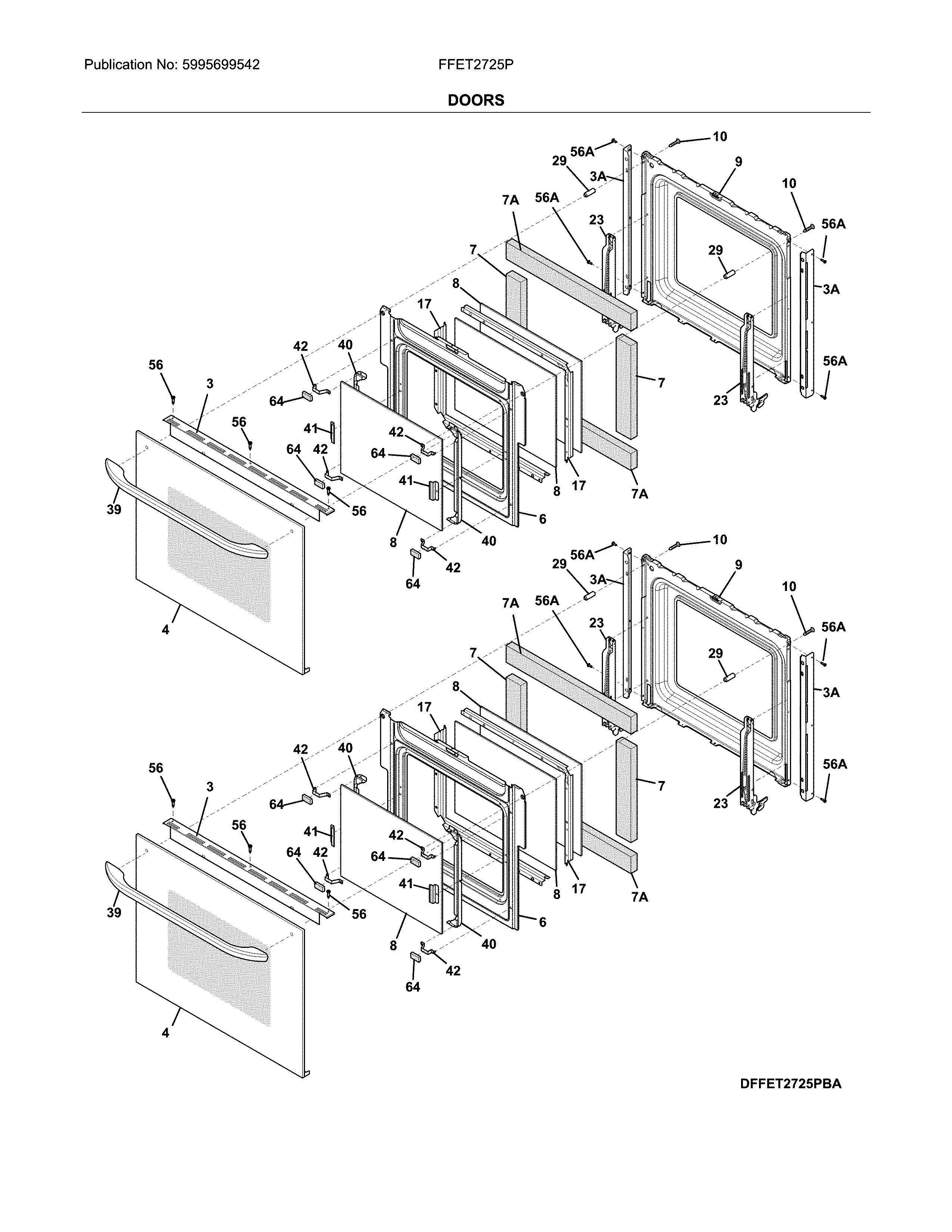 Frigidaire FFET2725PBE doors diagram