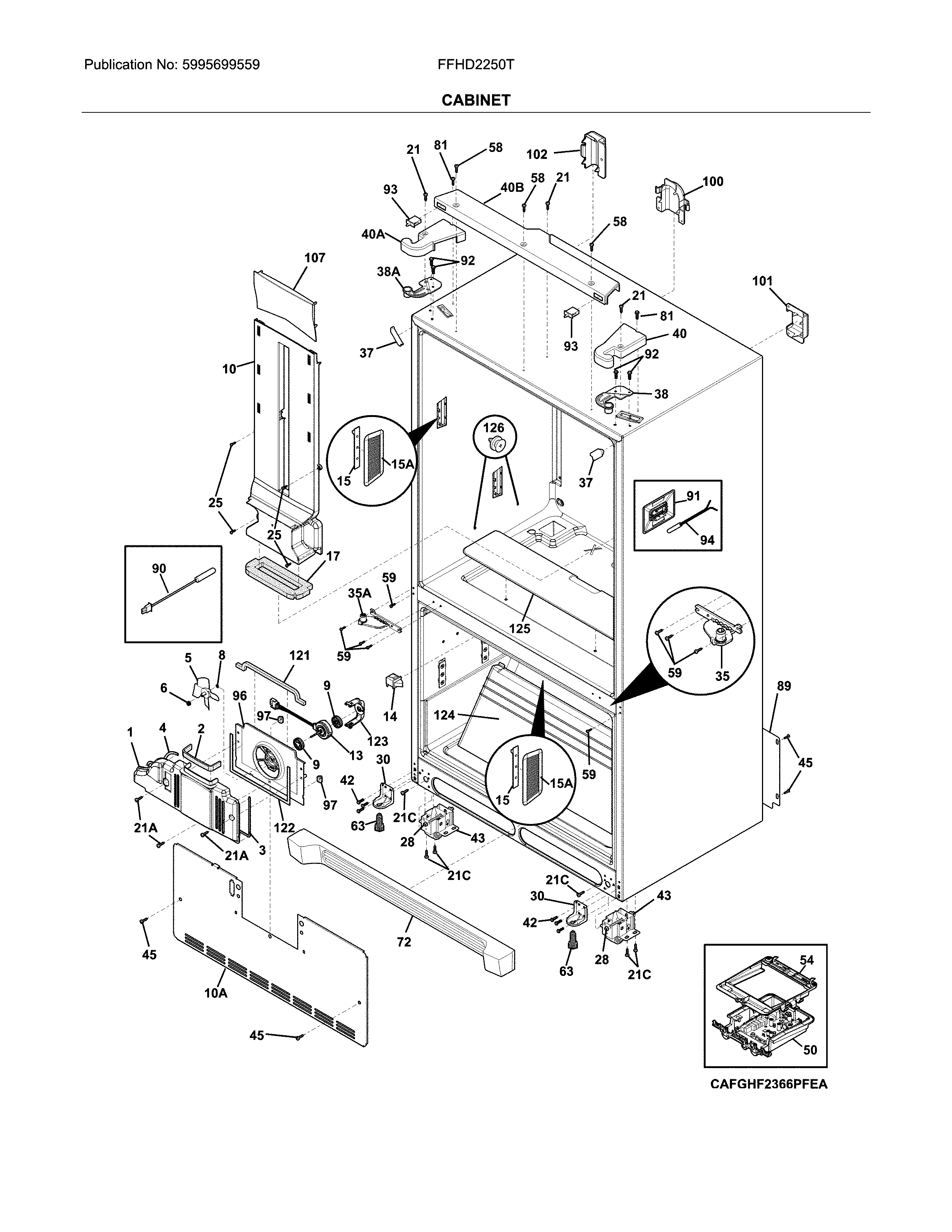 Frigidaire FFHD2250TS3 cabinet diagram