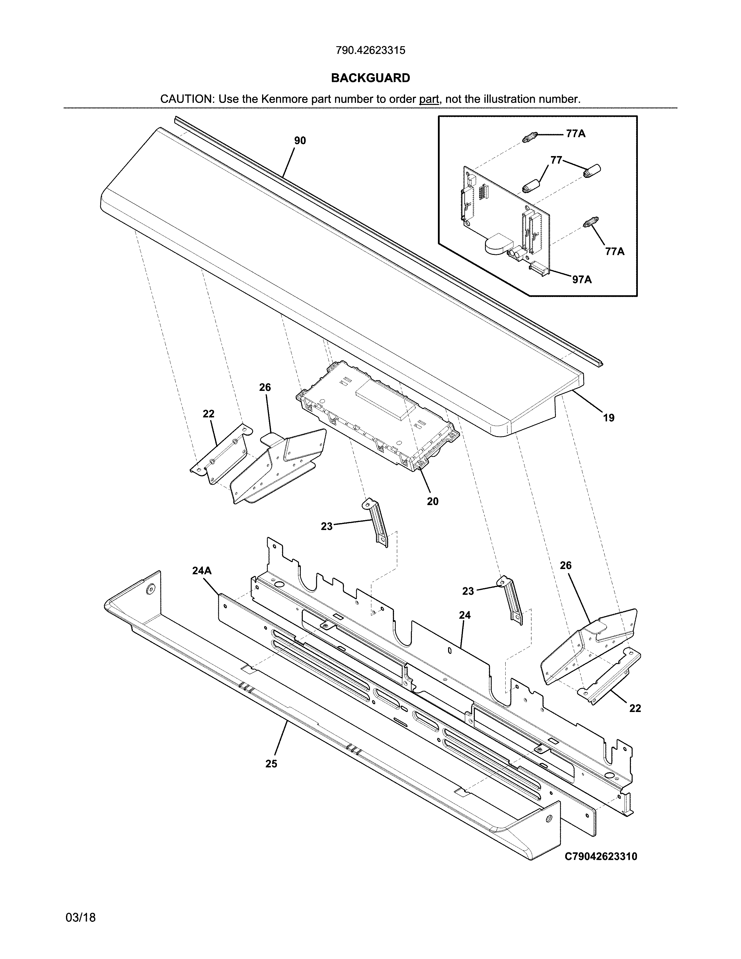 Kenmore Elite 79042623315 backguard diagram