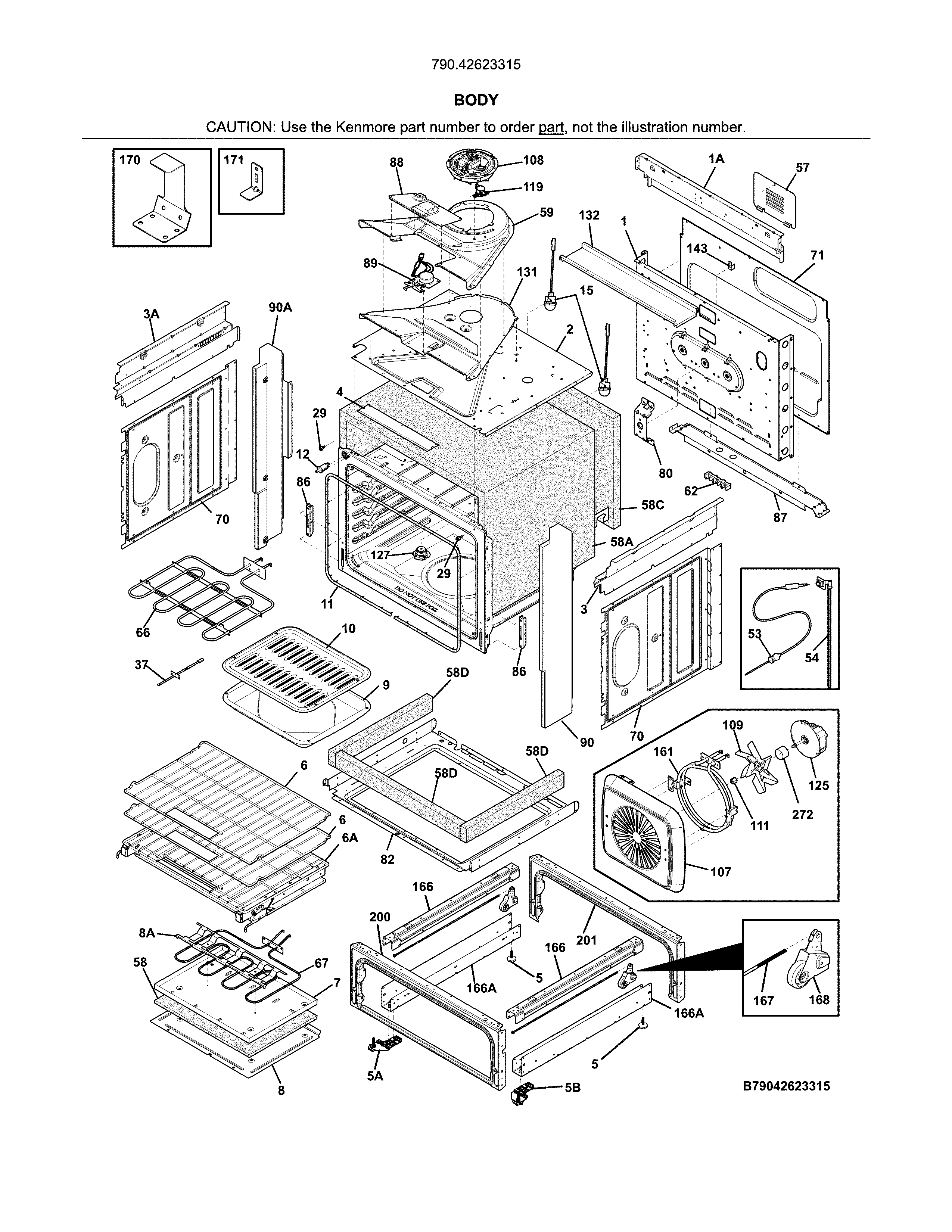 Kenmore Elite 79042623315 body diagram