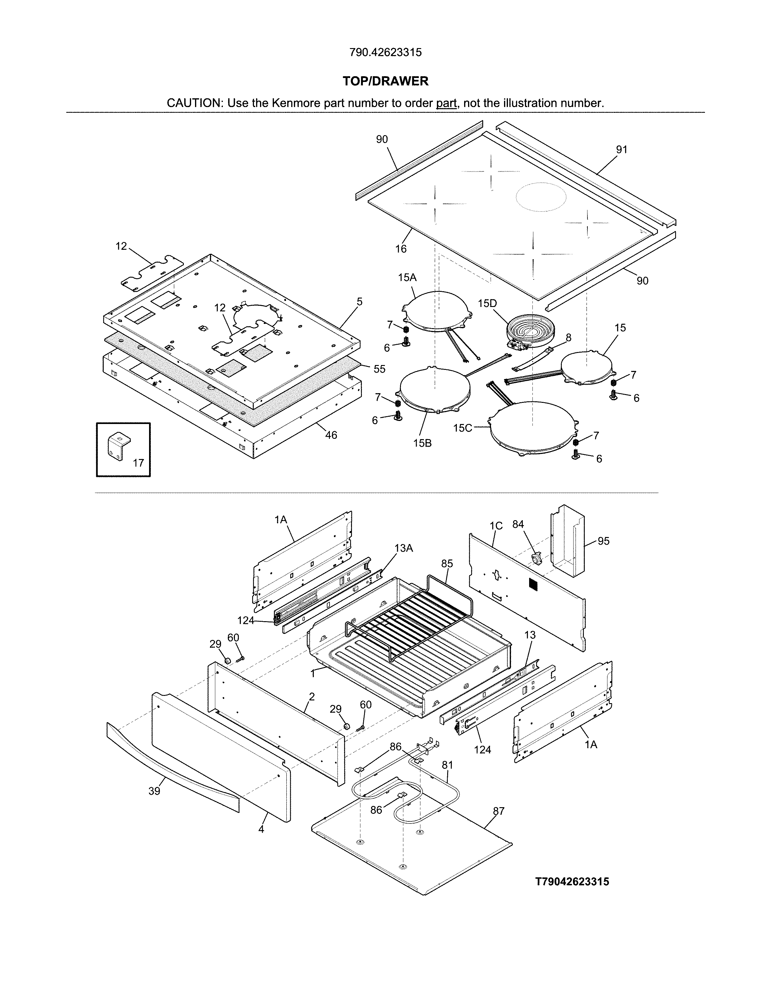 Kenmore Elite 79042623315 top/drawer diagram