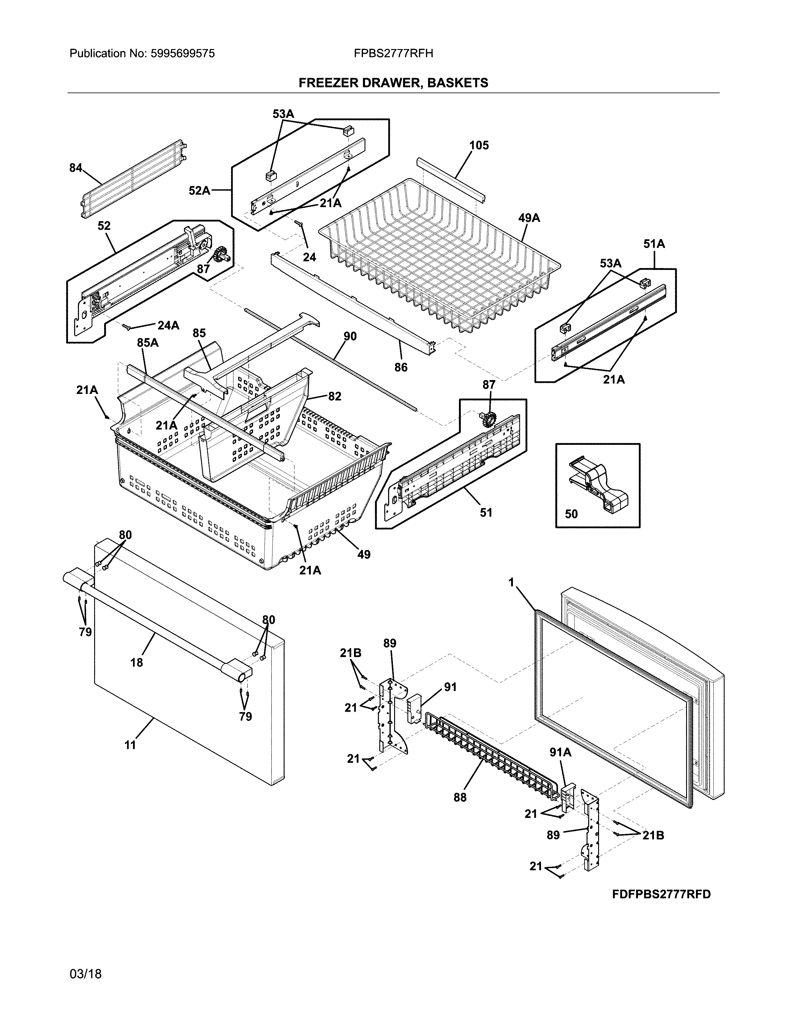 Frigidaire FPBS2777RFH freezer drawer diagram