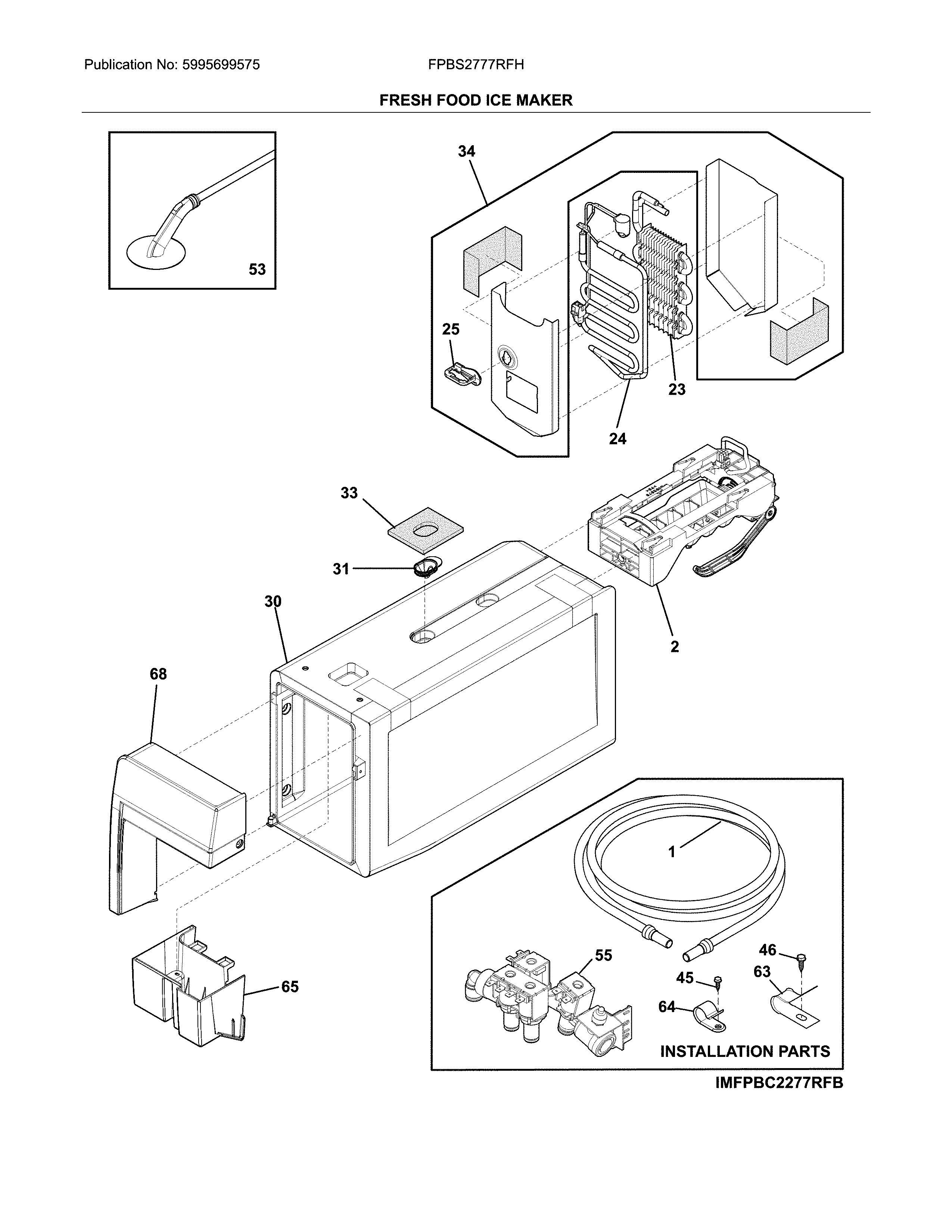 Frigidaire FPBS2777RFH fresh food ice maker diagram
