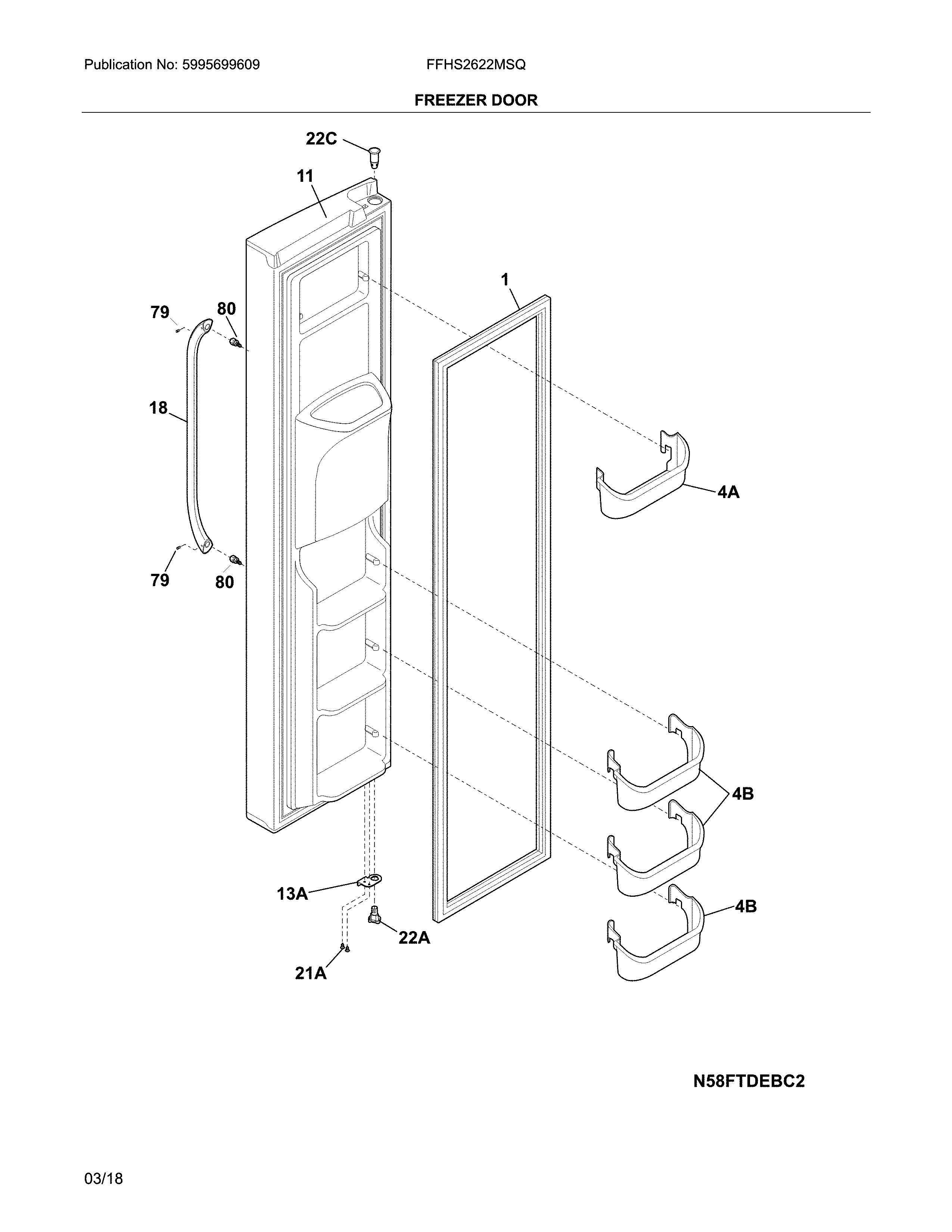 Frigidaire FFHS2622MSQ freezer door diagram