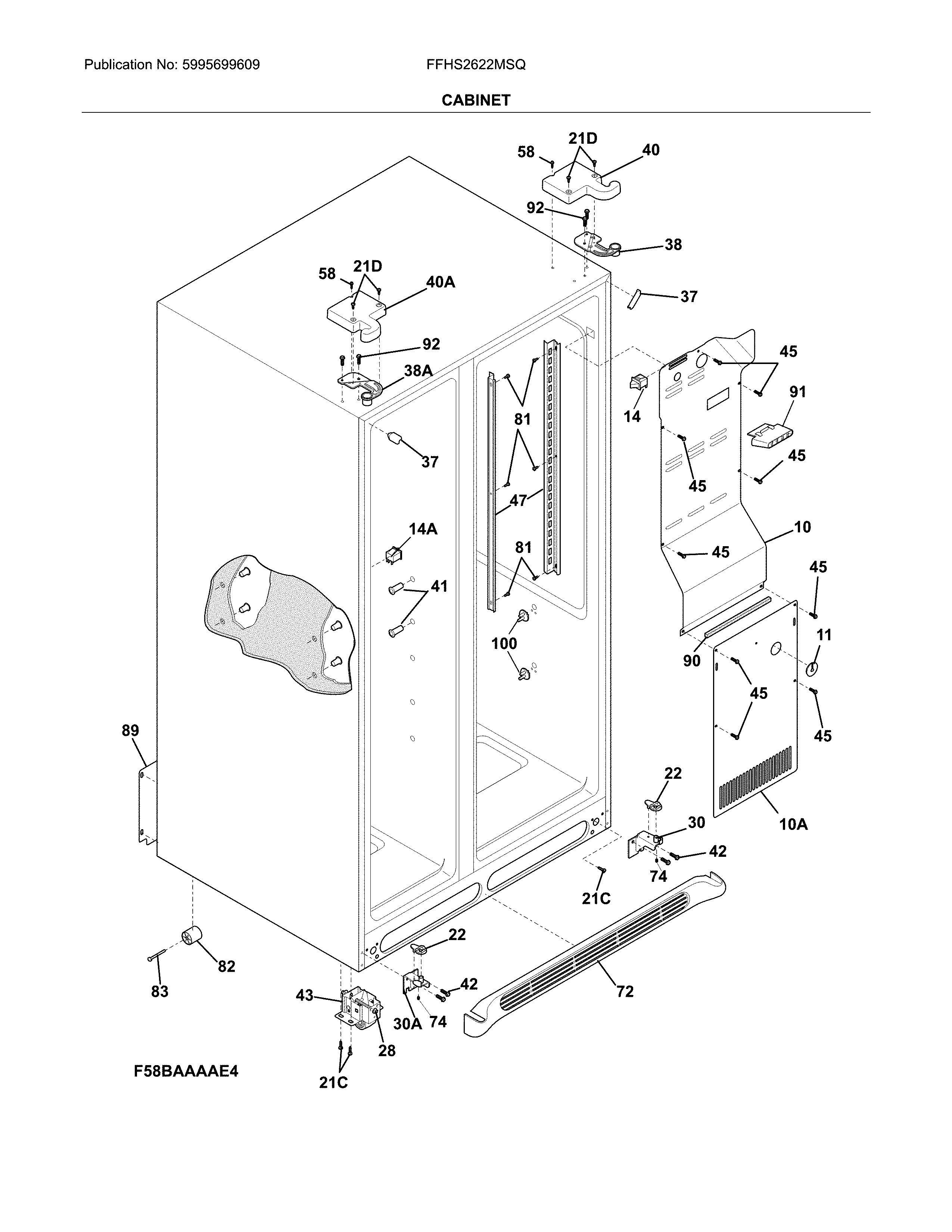 Frigidaire FFHS2622MSQ cabinet diagram
