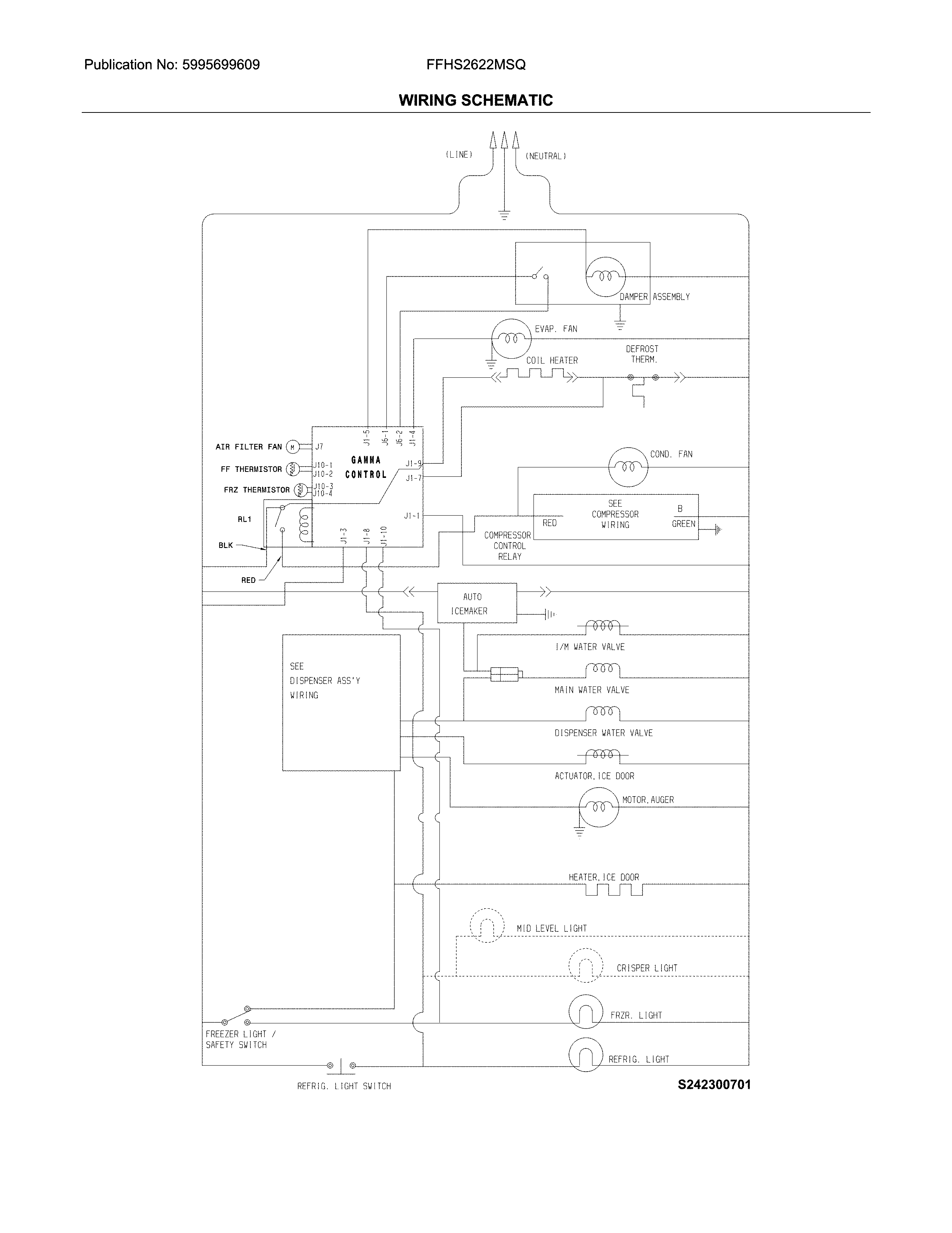 Frigidaire FFHS2622MSQ wiring schematic diagram