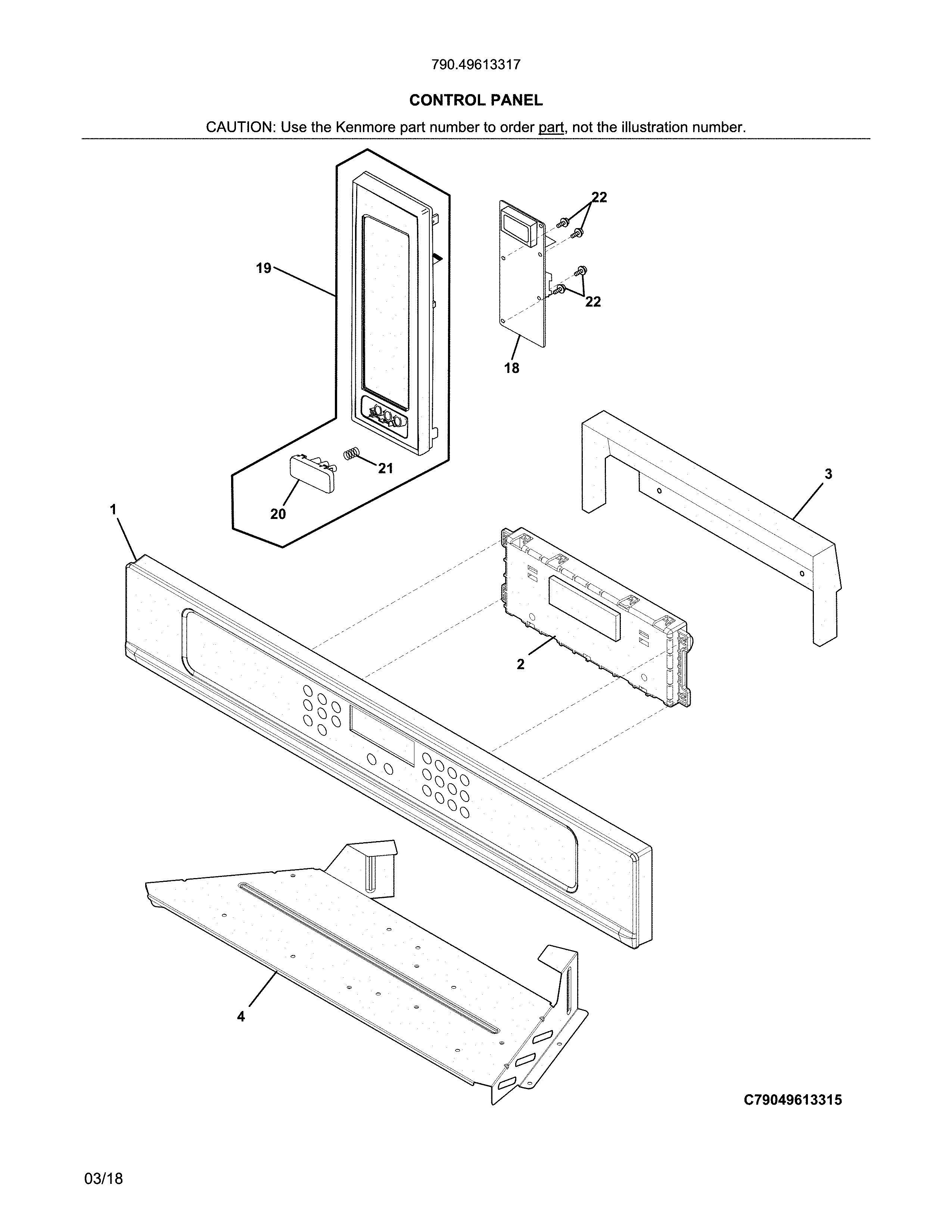 Kenmore 79049613317 control panel diagram