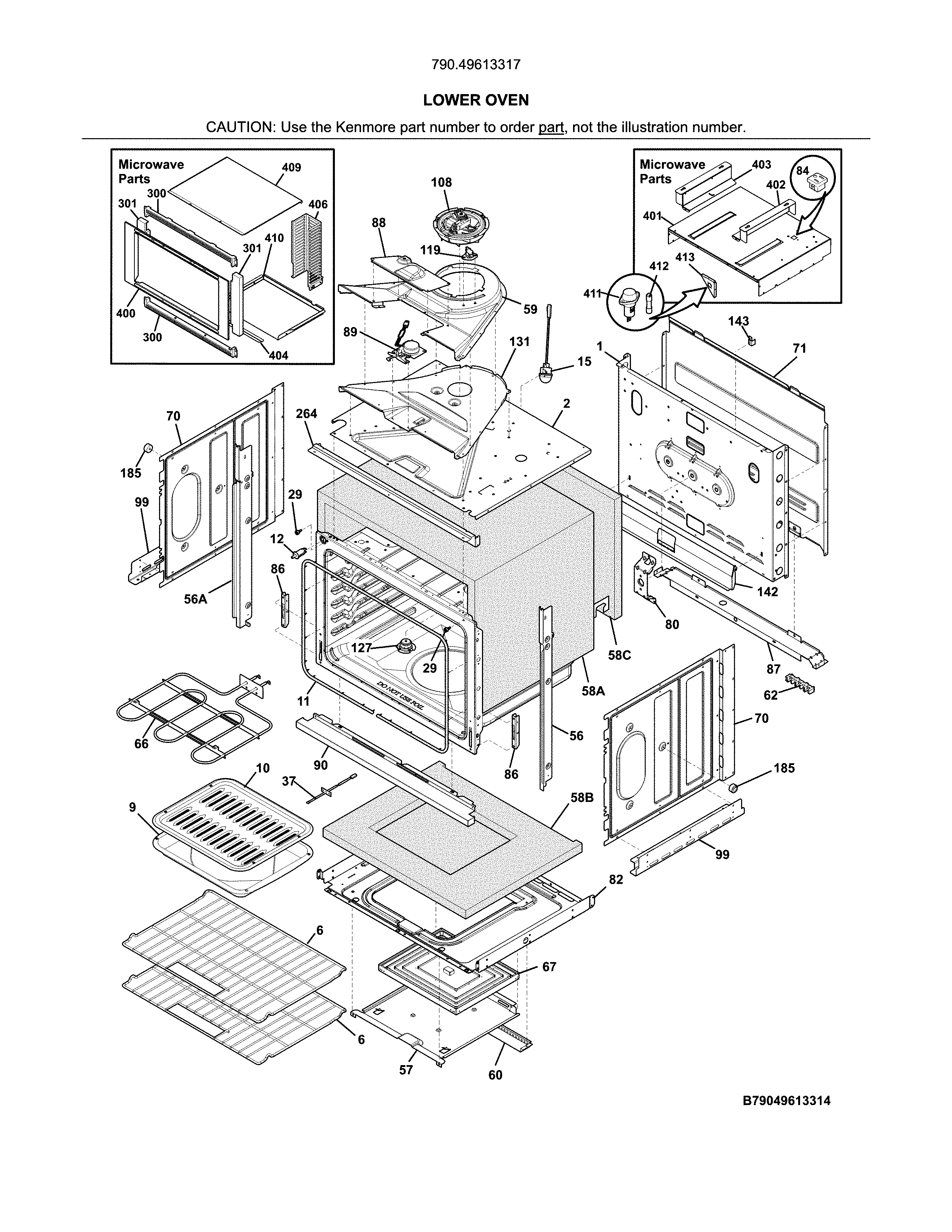 Kenmore 79049613317 lower oven diagram