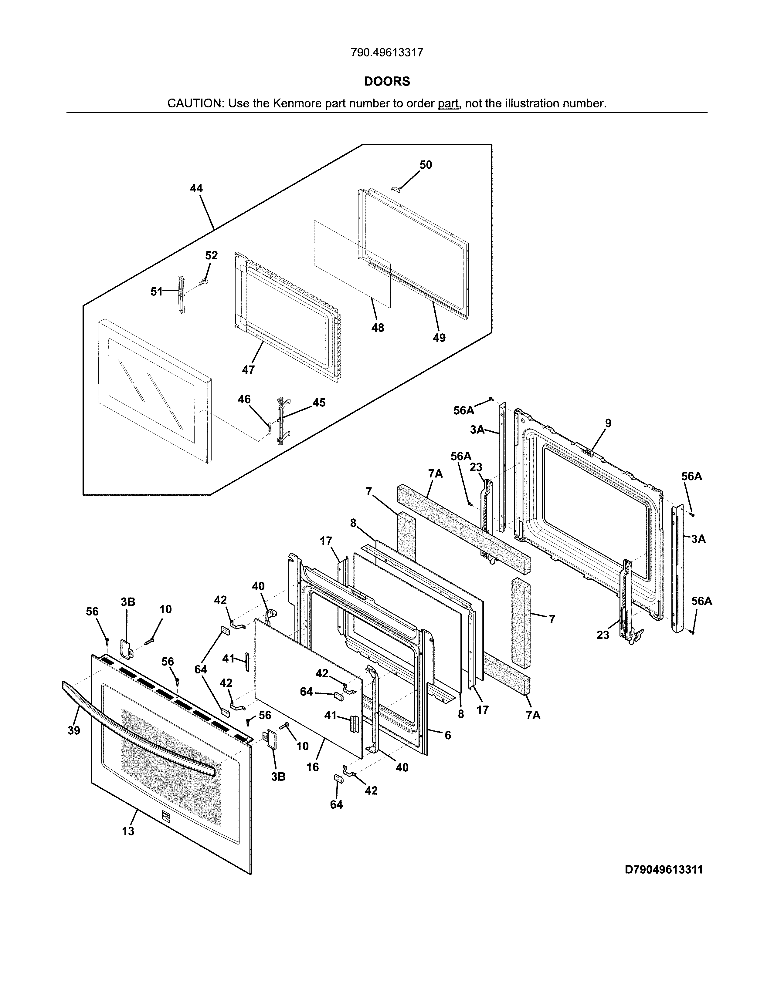 Kenmore 79049613317 doors diagram