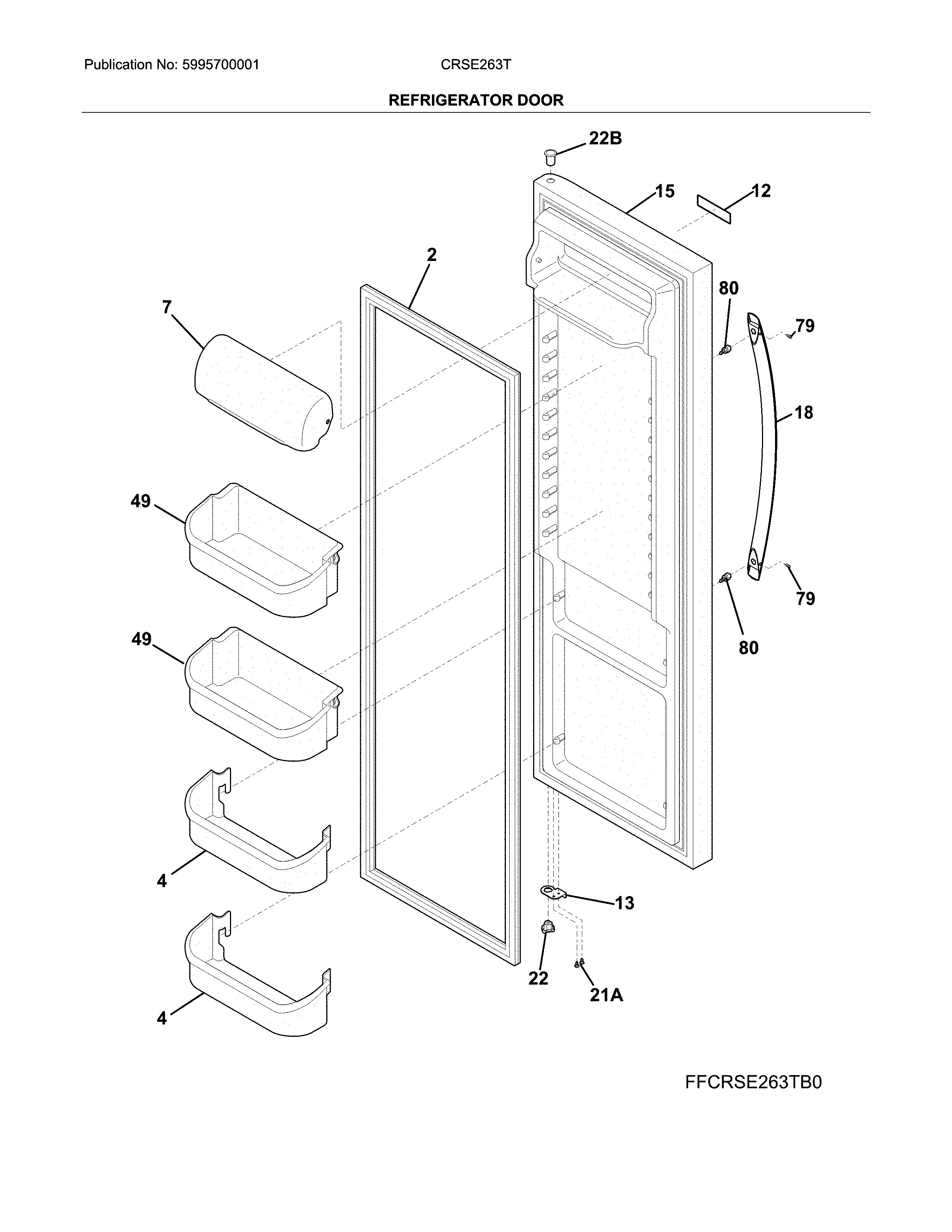 Crosley CRSE263TW0 refrigerator door diagram