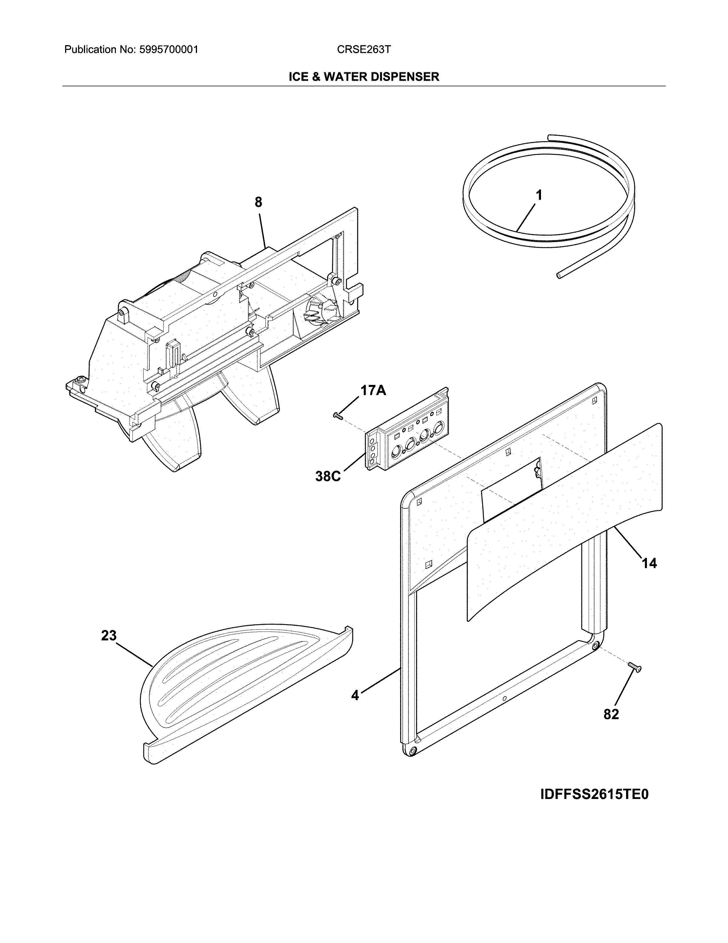 Crosley CRSE263TW0 ice & water dispenser diagram