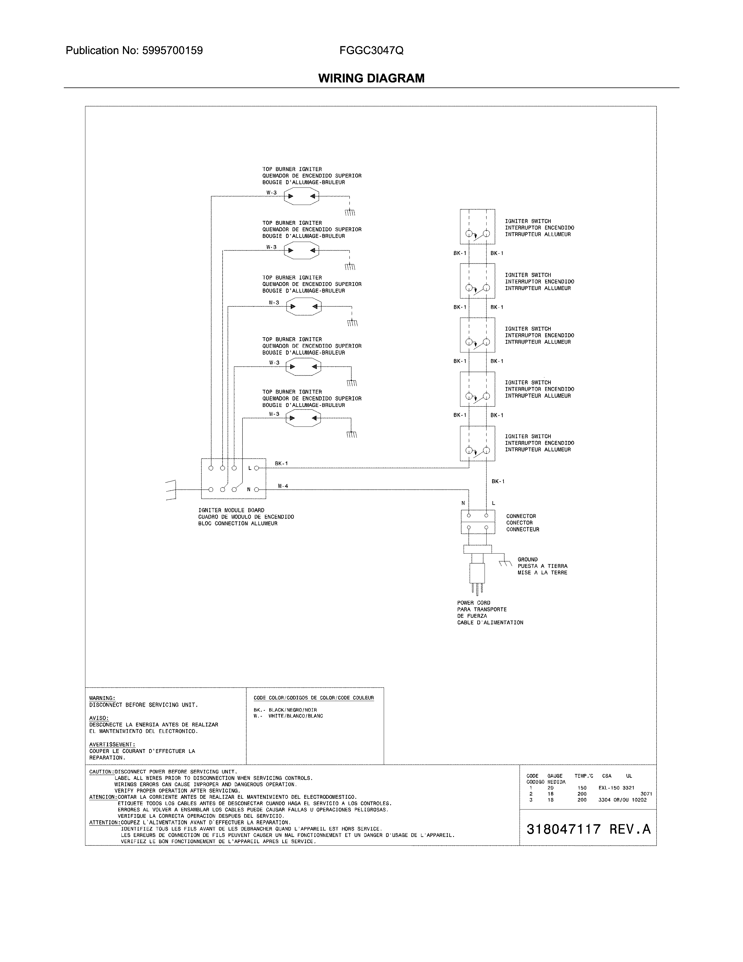 Frigidaire FGGC3047QSC wiring diagram diagram