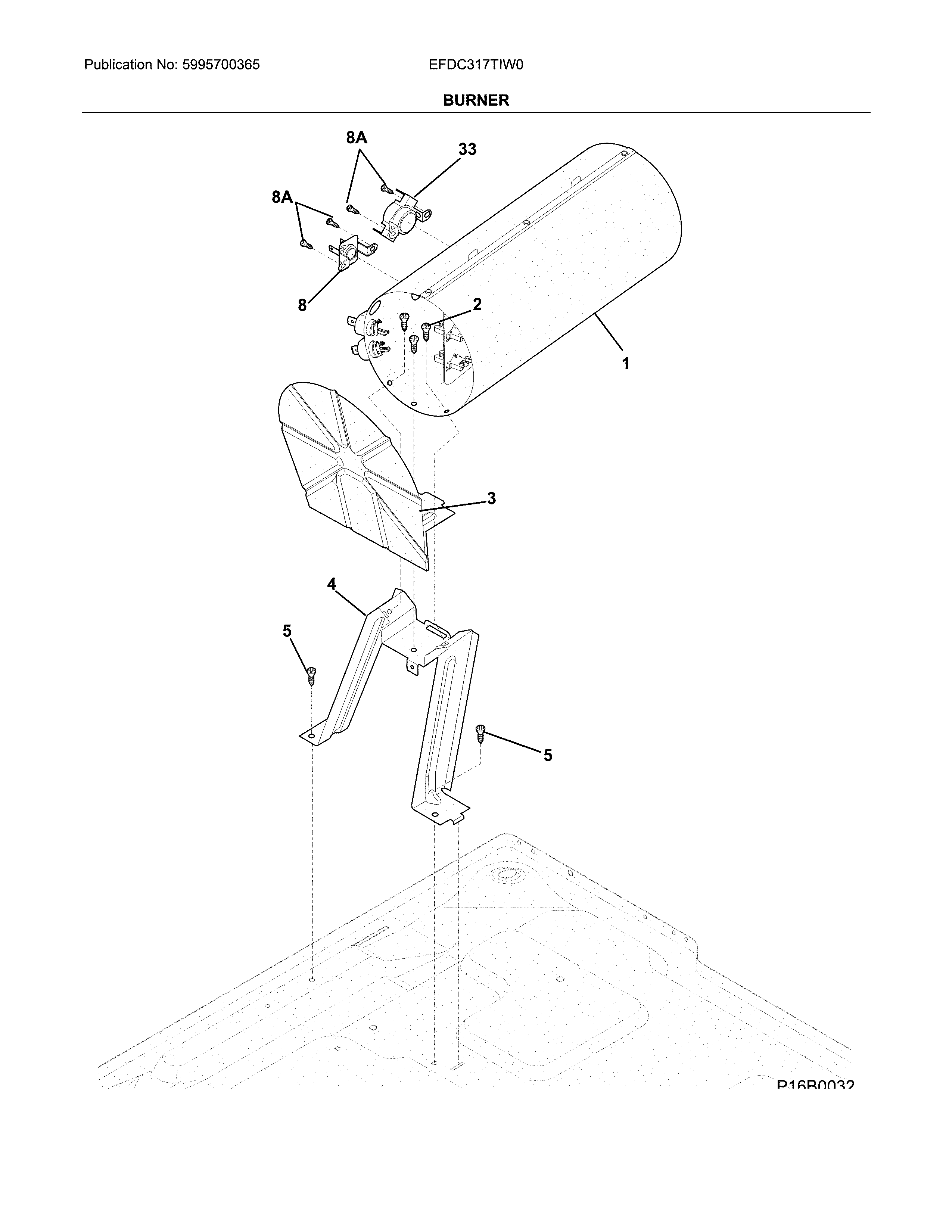 Electrolux EFDC317TIW0 burner diagram