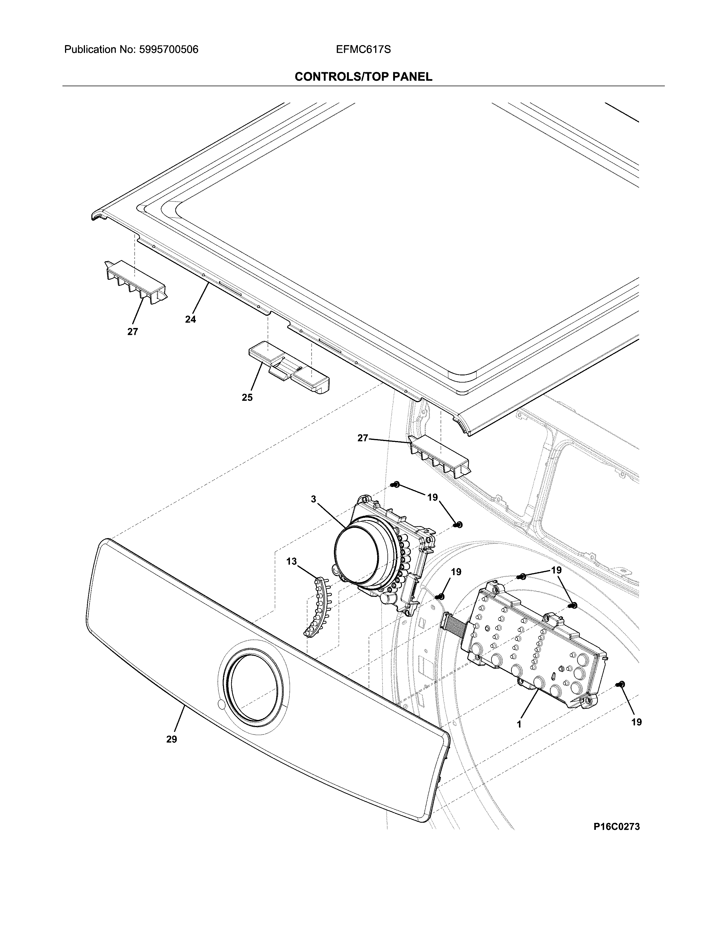 Electrolux EFMC617STT0 controls/top panel diagram