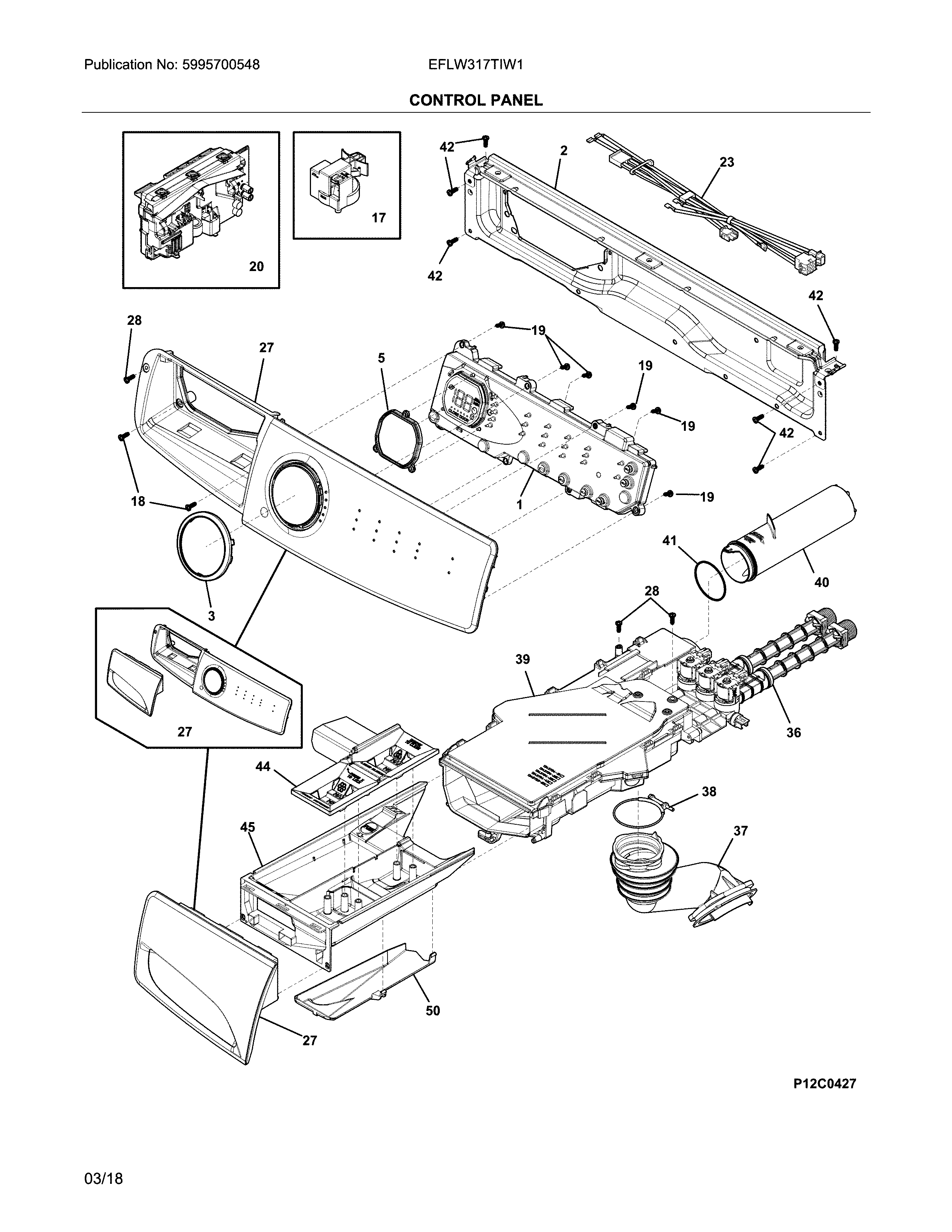Electrolux EFLW317TIW1 control panel diagram