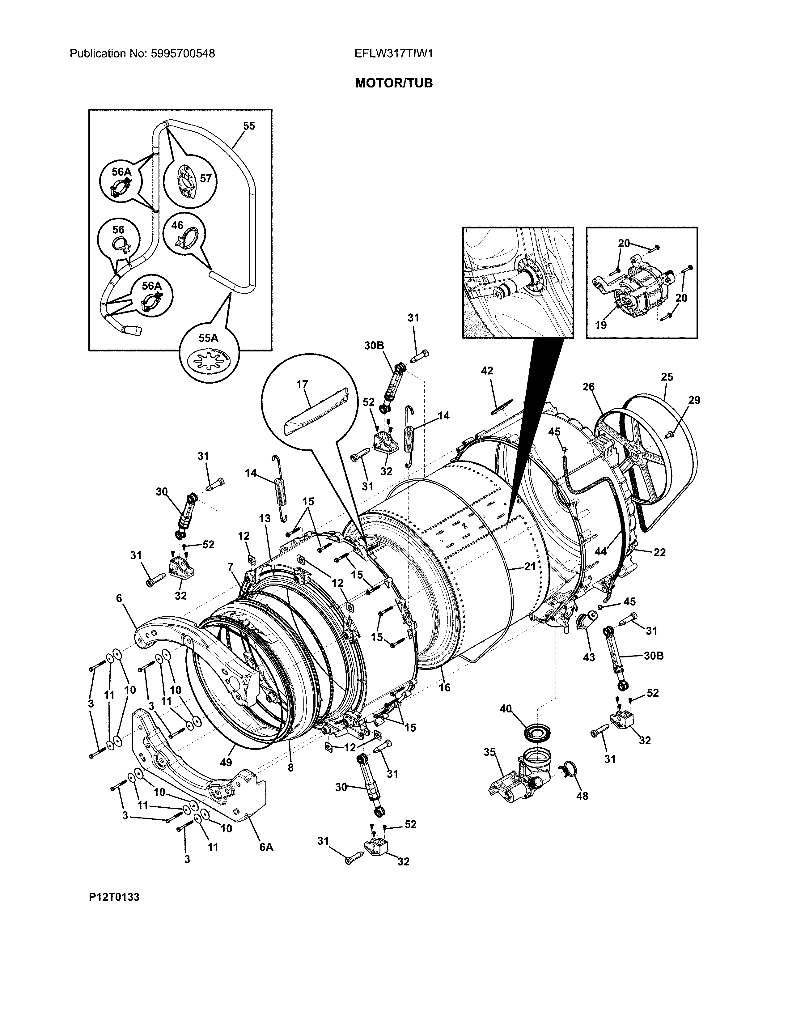 Electrolux EFLW317TIW1 motor/tub diagram
