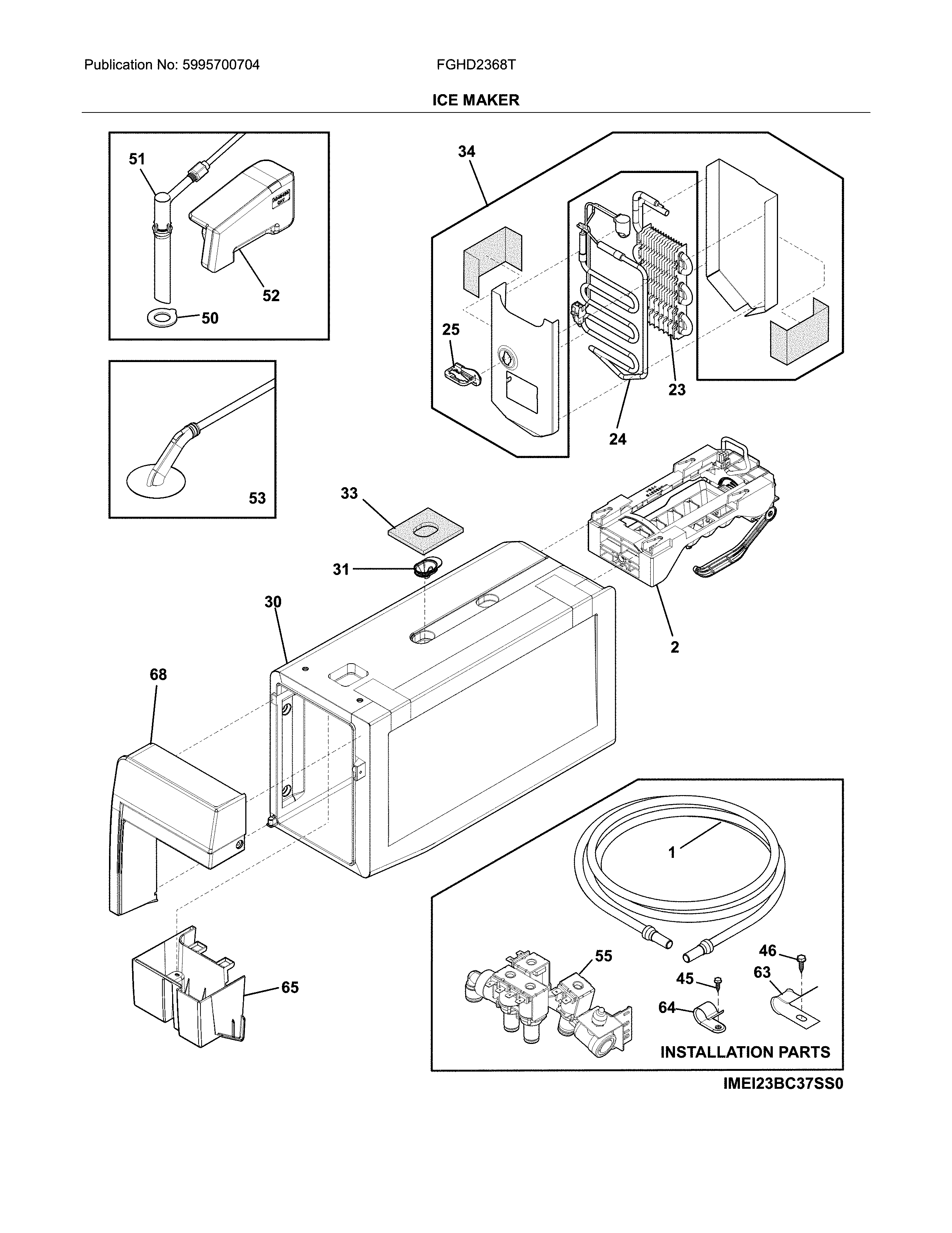 Frigidaire FGHD2368TF2 ice maker diagram