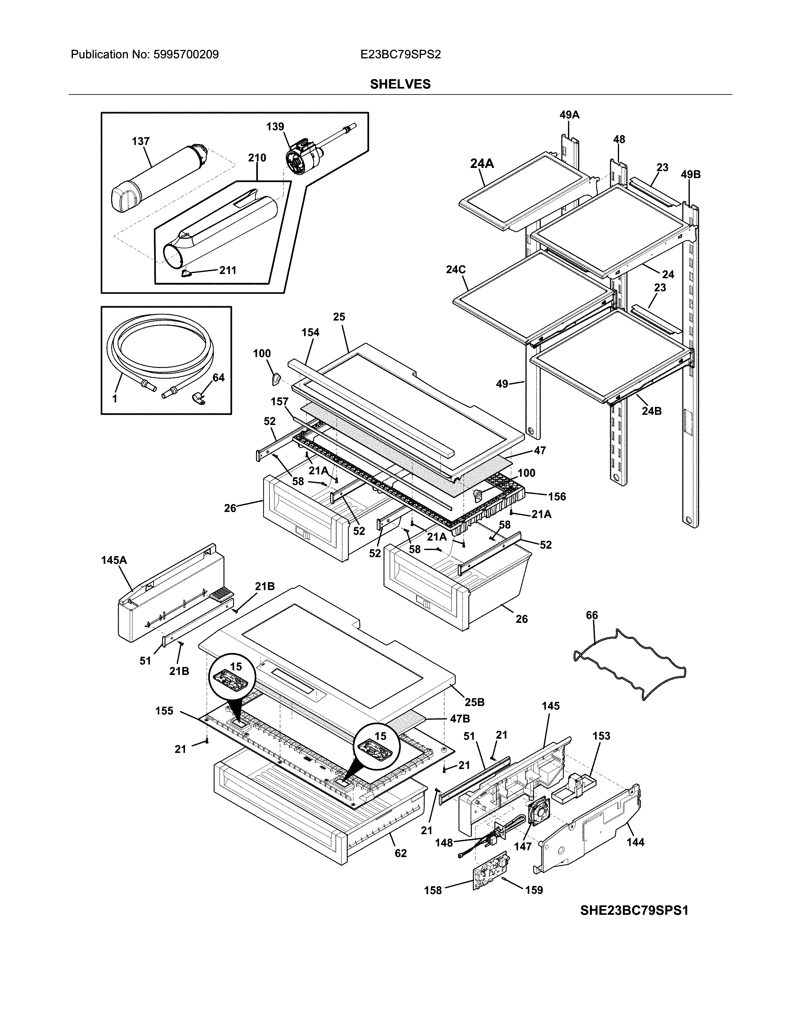 Electrolux E23BC79SPS2 shelves diagram