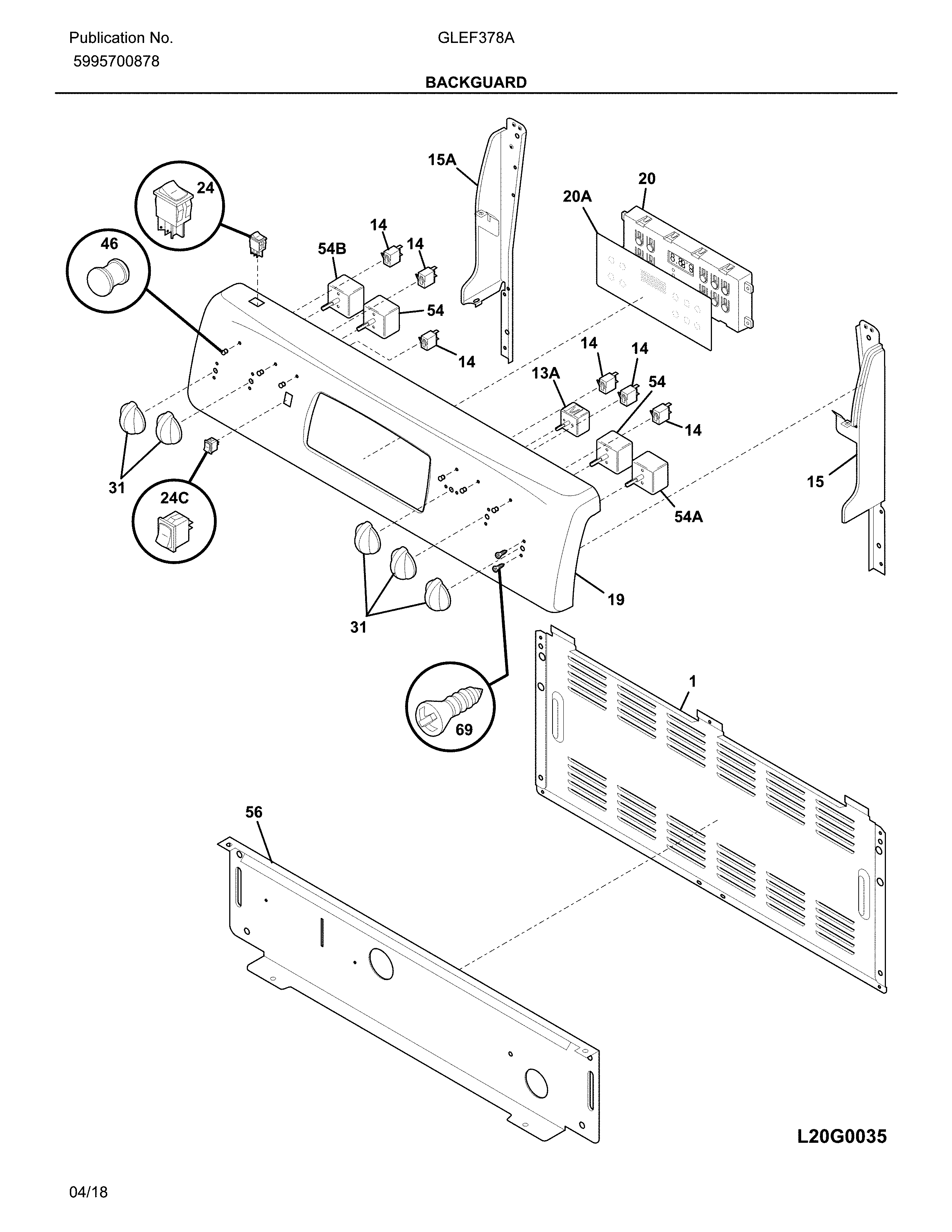 Frigidaire GLEF378AQE backguard diagram