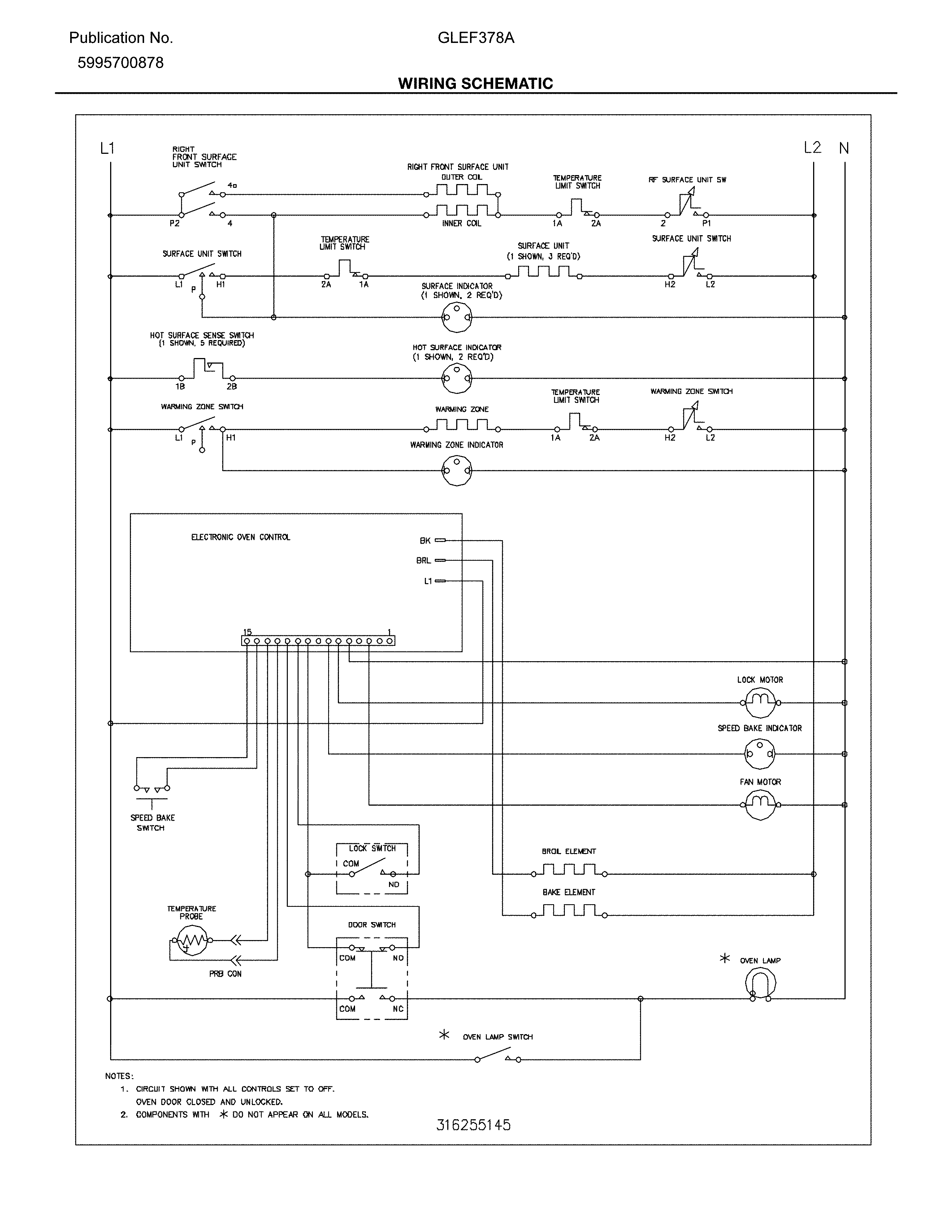 Frigidaire GLEF378AQE wiring schematic diagram