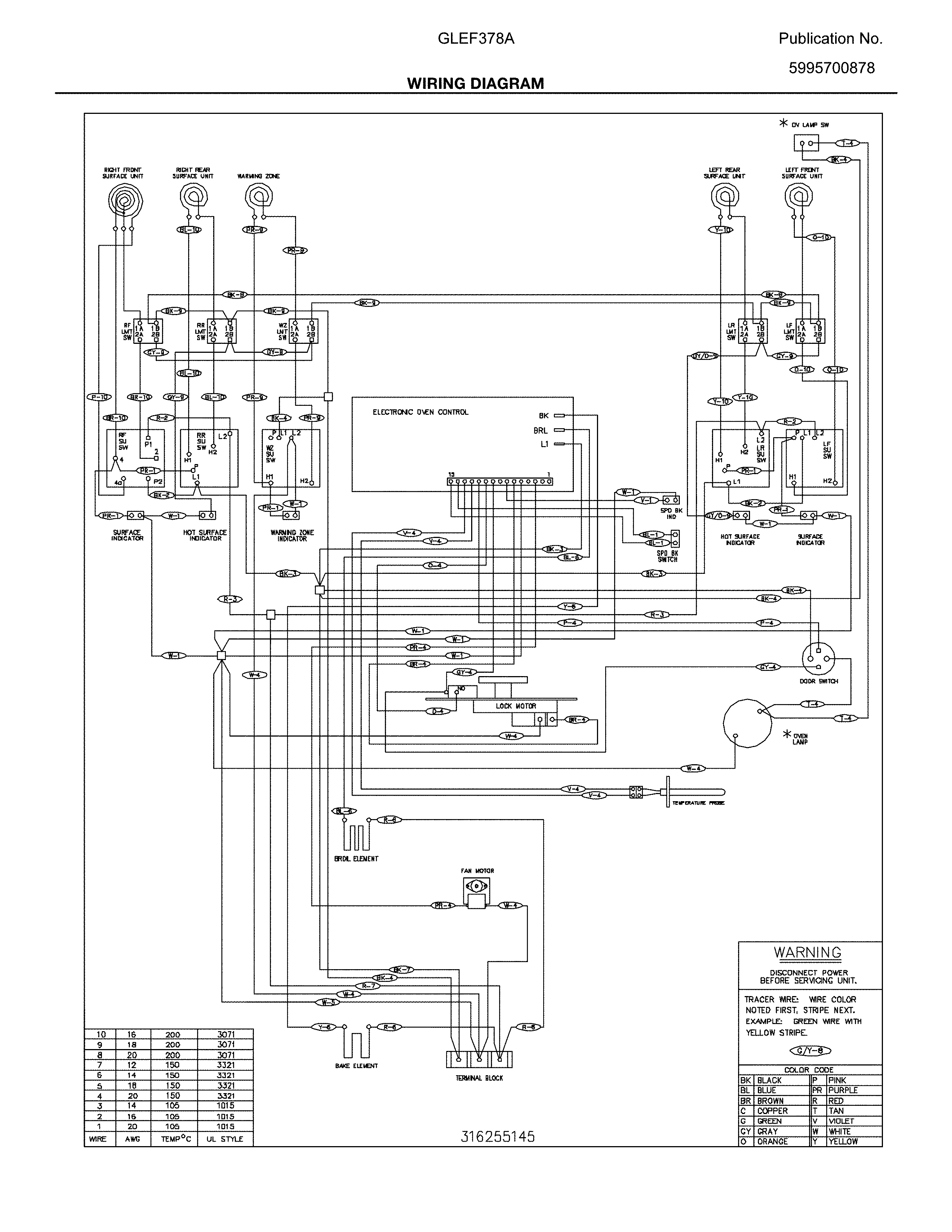 Frigidaire GLEF378AQE wiring diagram diagram