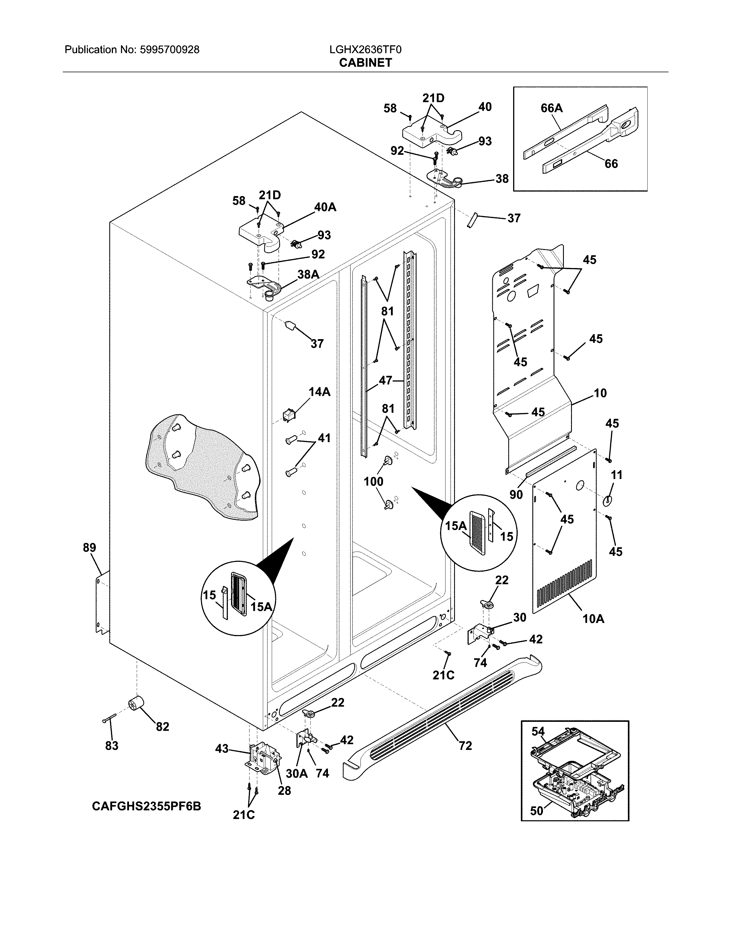 Frigidaire LGHX2636TF0 cabinet diagram