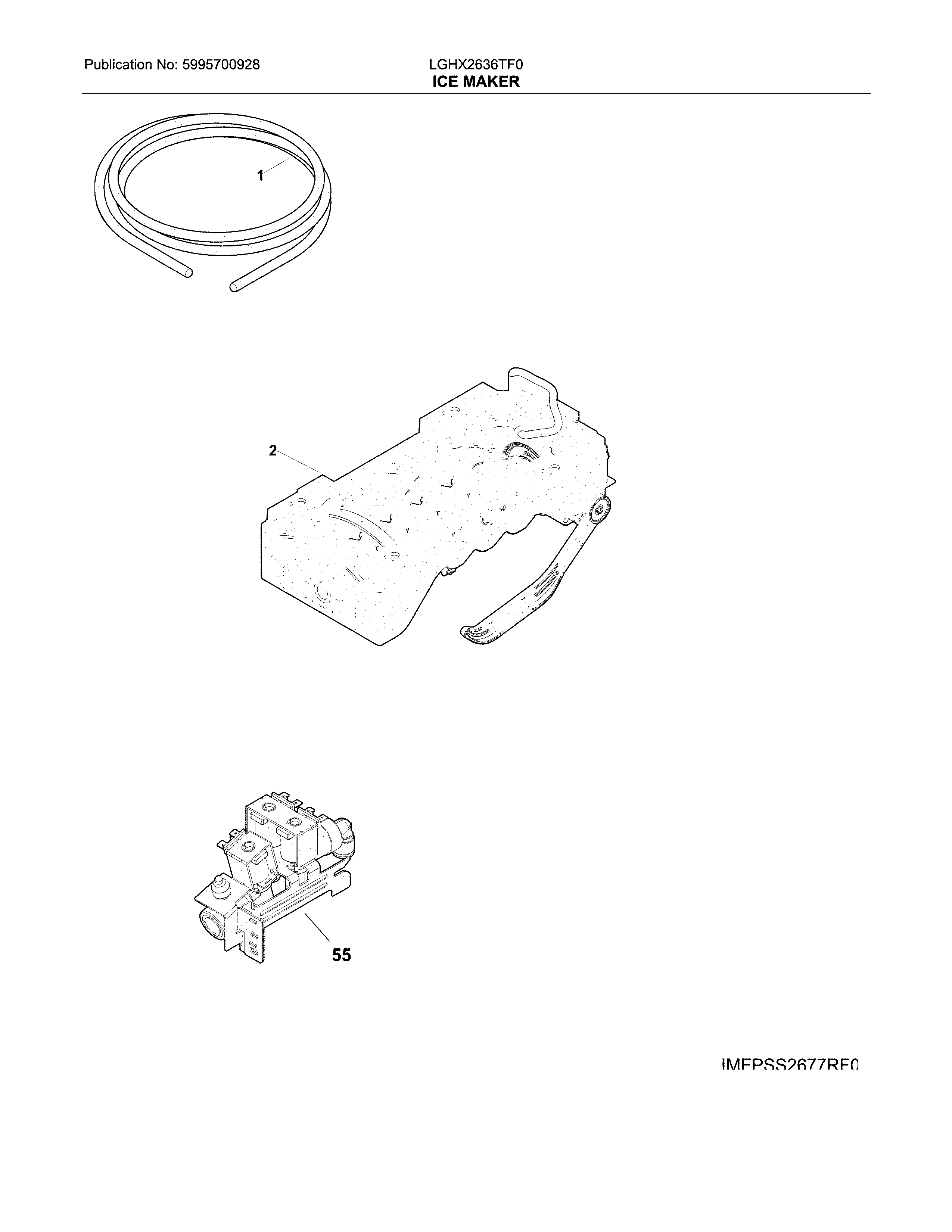 Frigidaire LGHX2636TF0 ice maker diagram