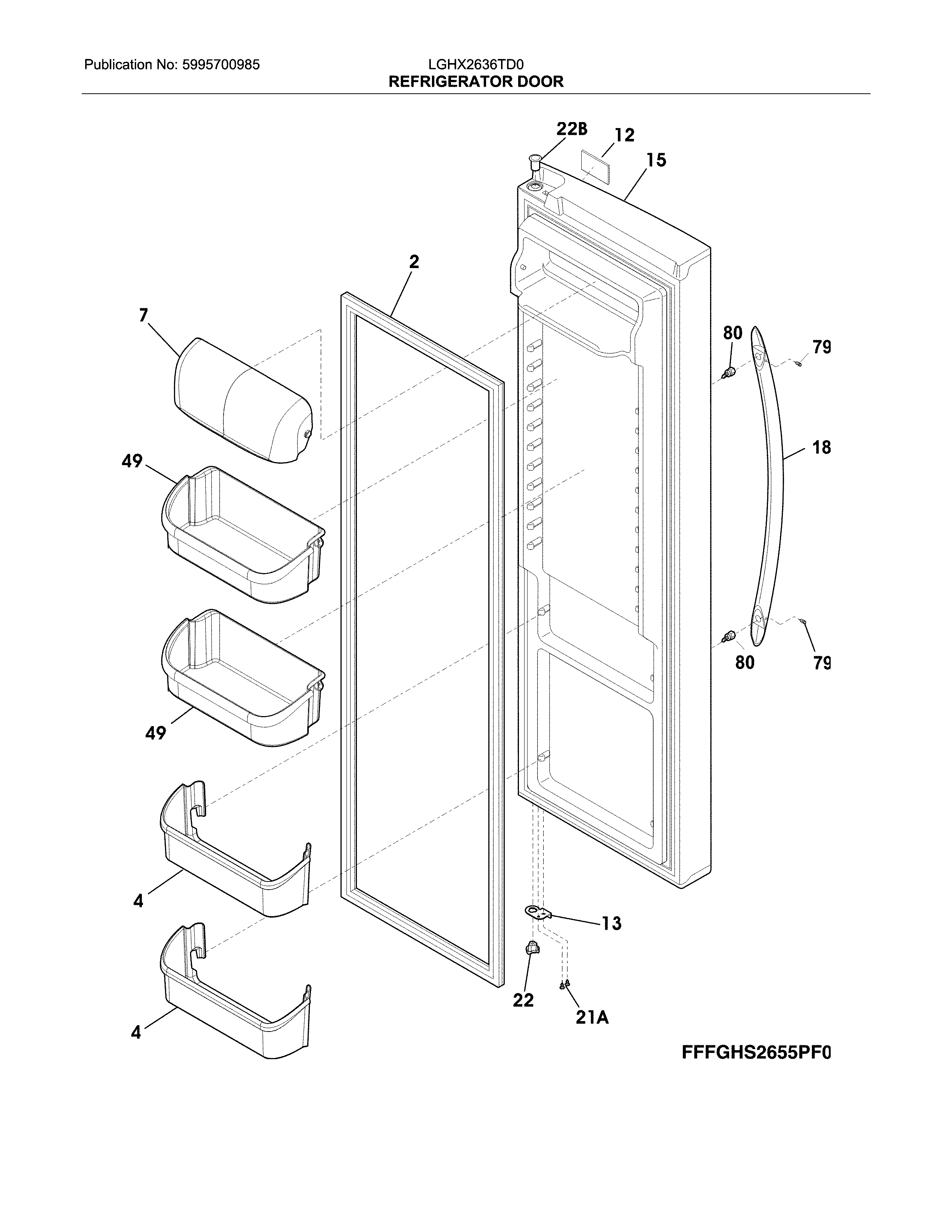 Frigidaire LGHX2636TD0 fresh food door diagram