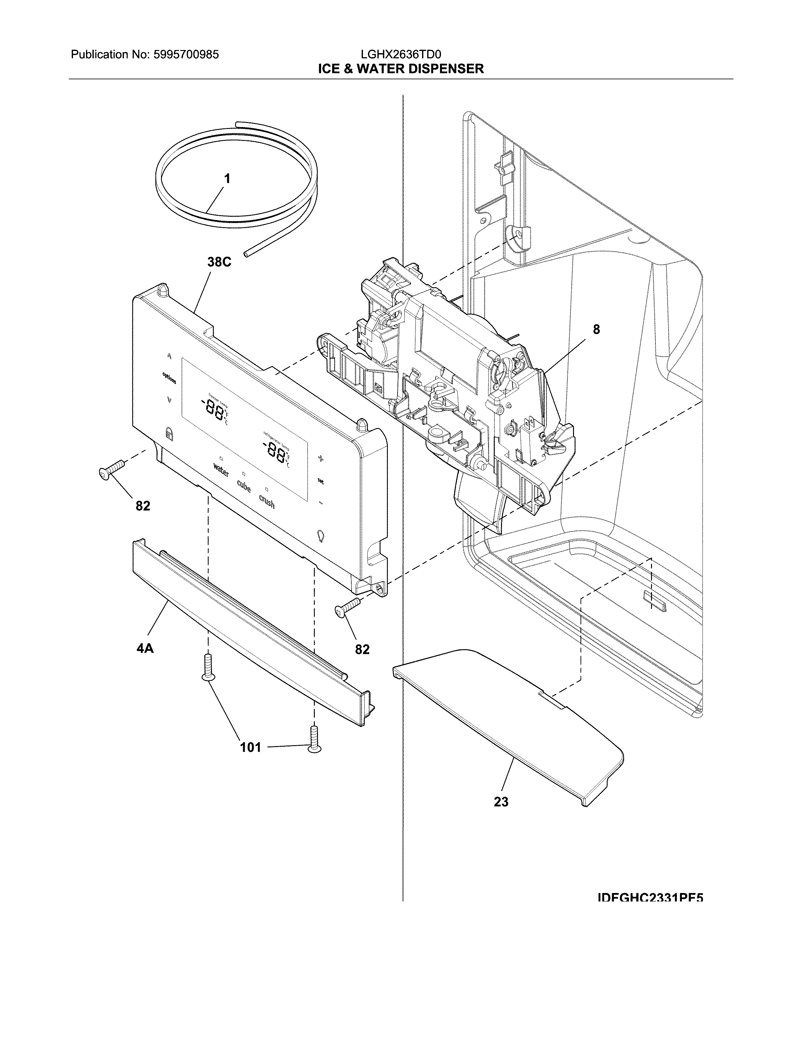 Frigidaire LGHX2636TD0 dispenser diagram