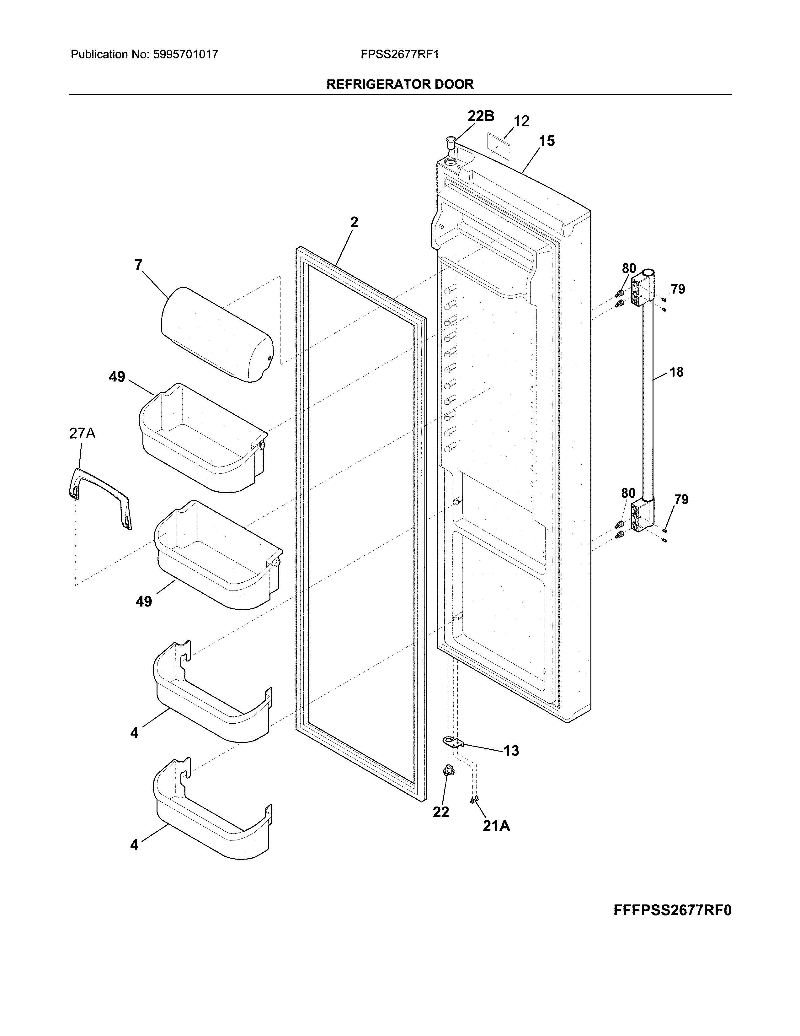 Frigidaire FPSS2677RF1 fresh food door diagram