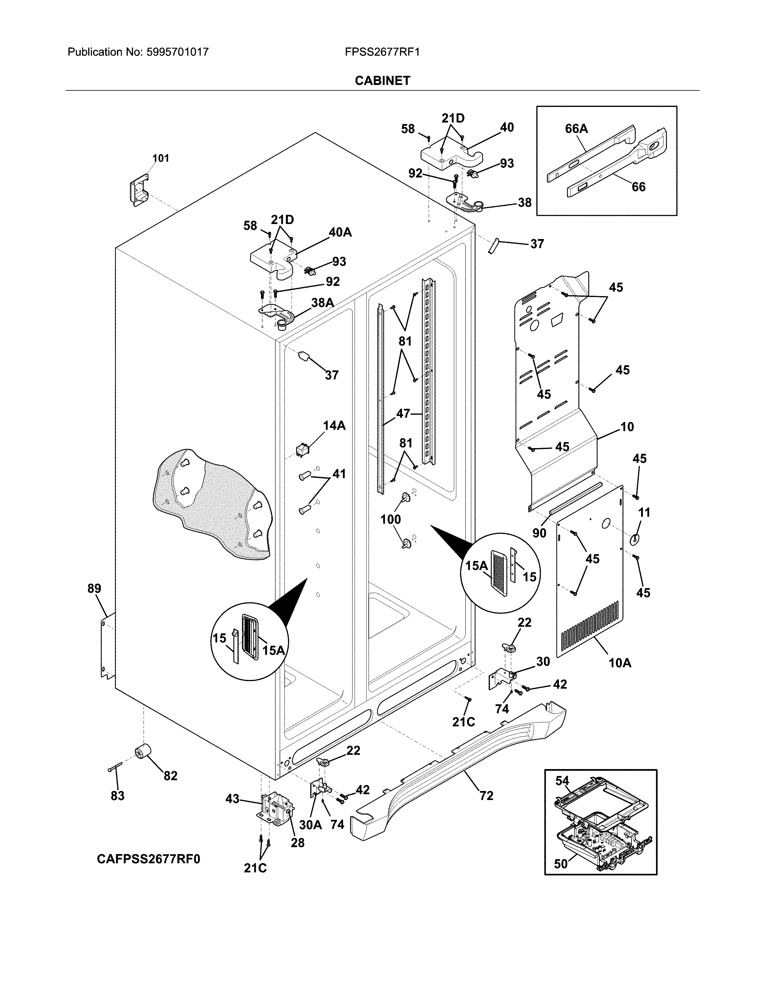 Frigidaire FPSS2677RF1 cabinet diagram