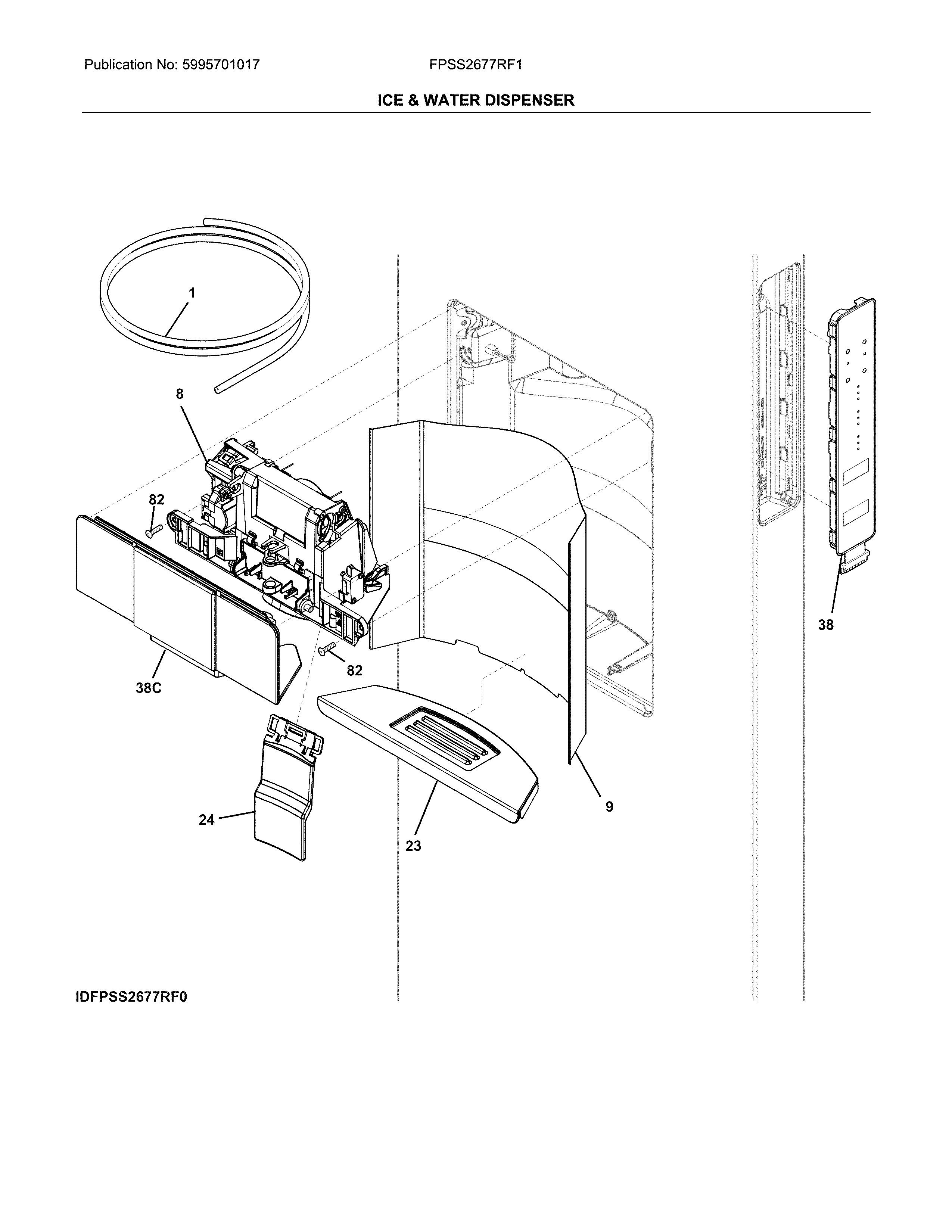 Frigidaire FPSS2677RF1 dispenser diagram