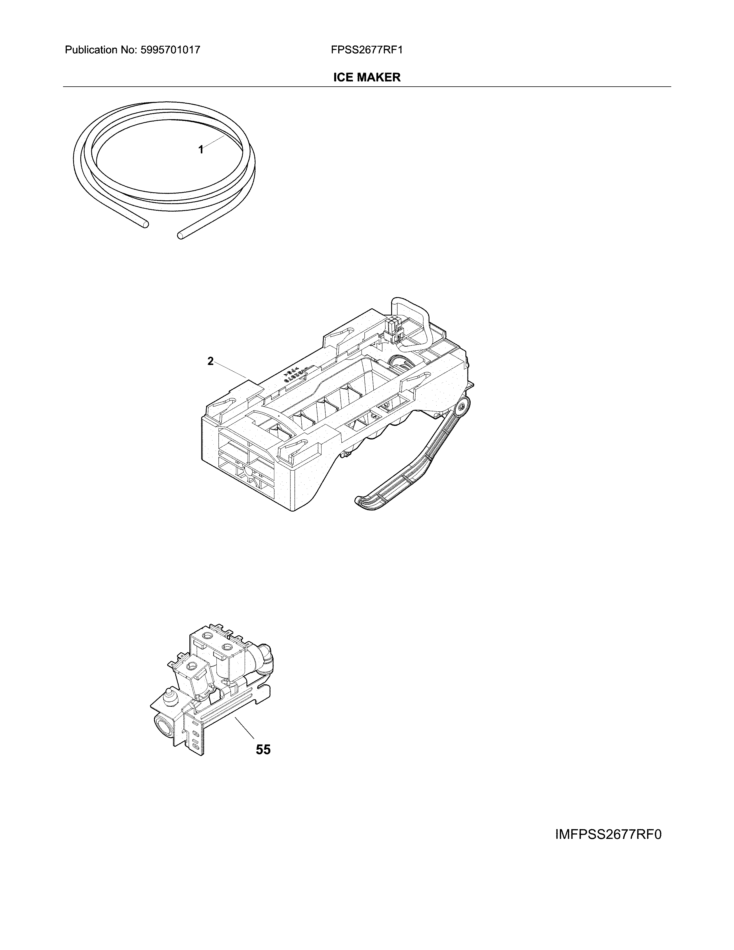 Frigidaire FPSS2677RF1 ice maker diagram