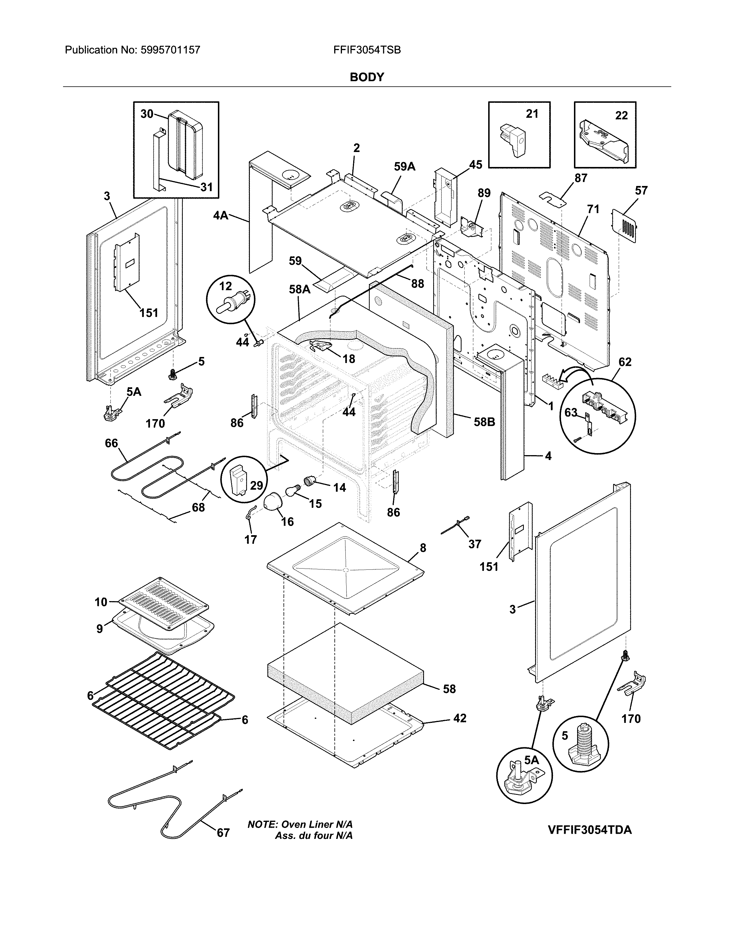 Frigidaire FFIF3054TSB body diagram