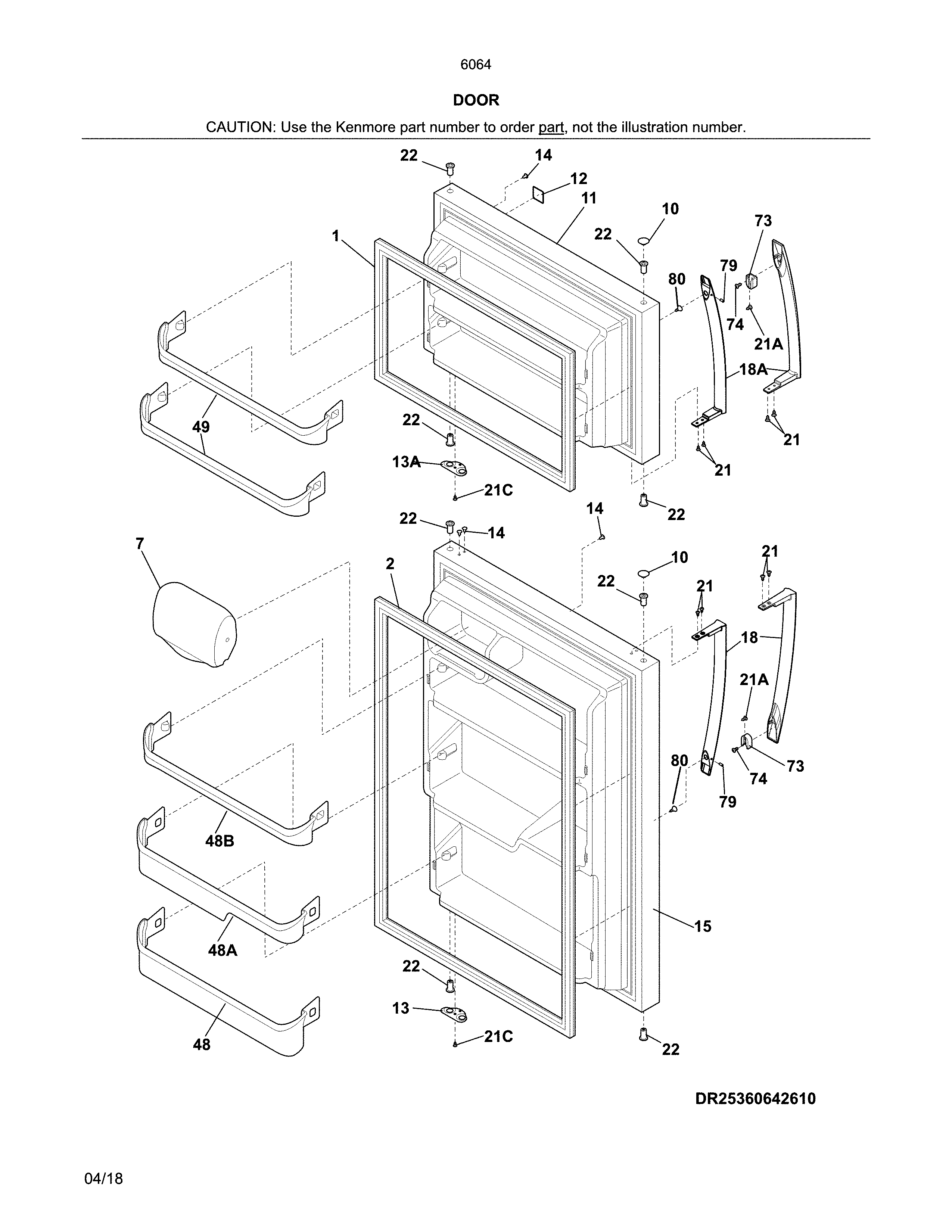 Kenmore 25360649613 doors diagram