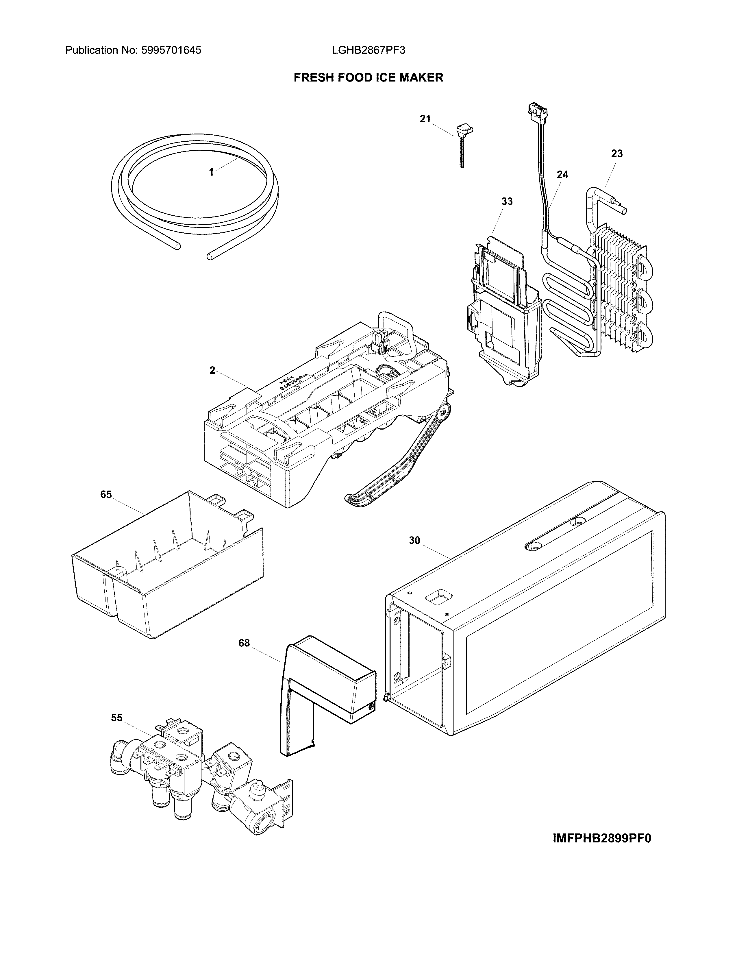 Frigidaire LGHB2867PF3 fresh food ice maker diagram