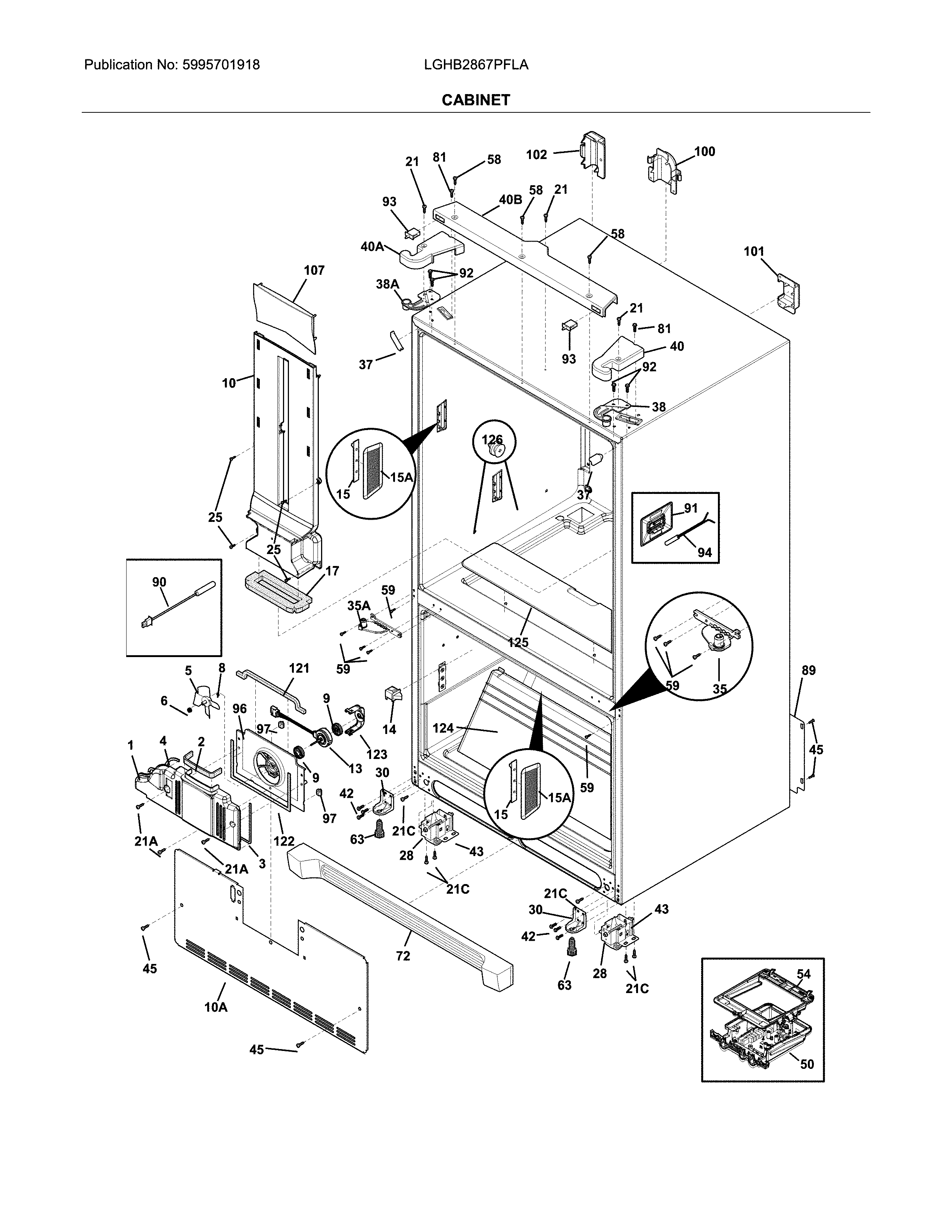 Frigidaire LGHB2867PFLA cabinet diagram