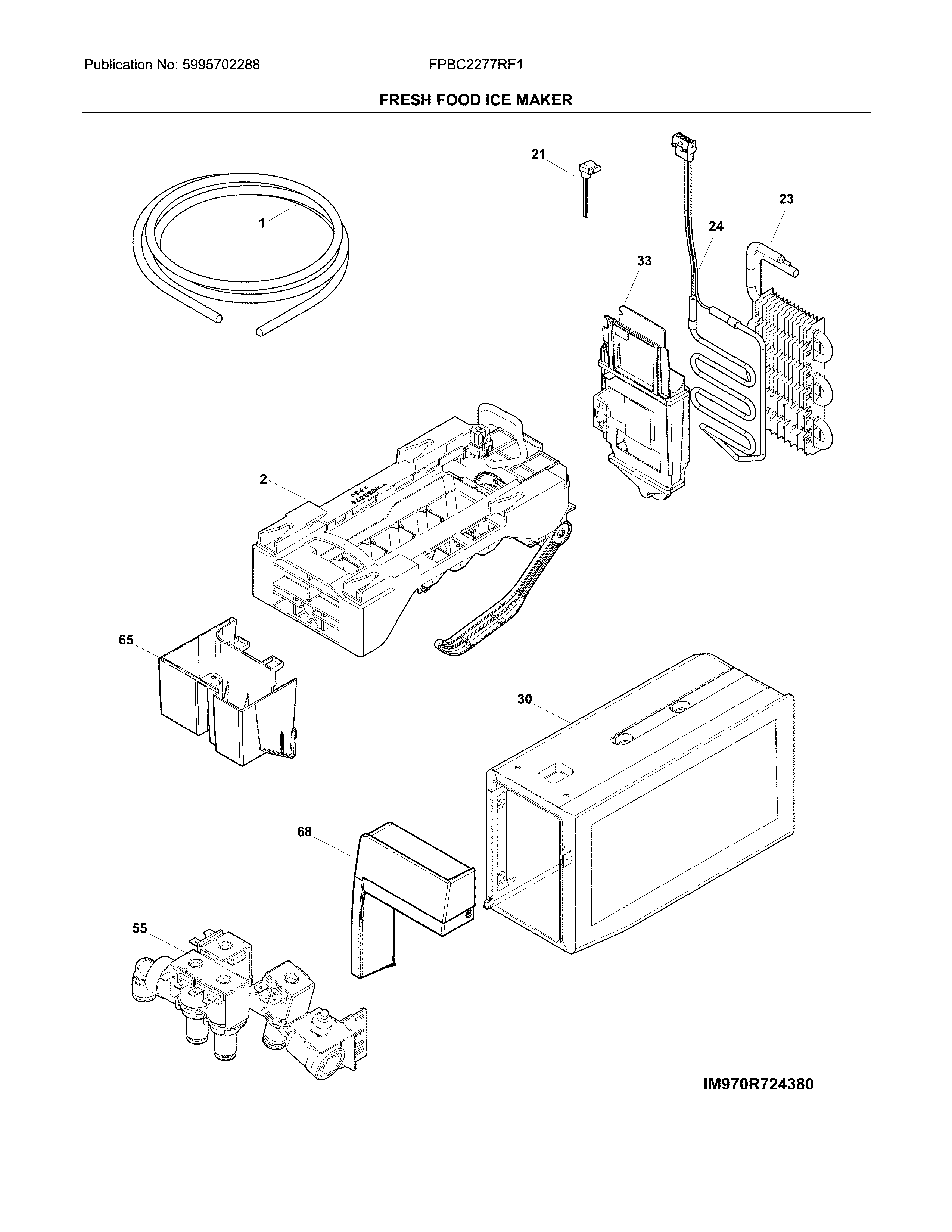 Frigidaire FPBC2277RF1 fresh food ice maker diagram