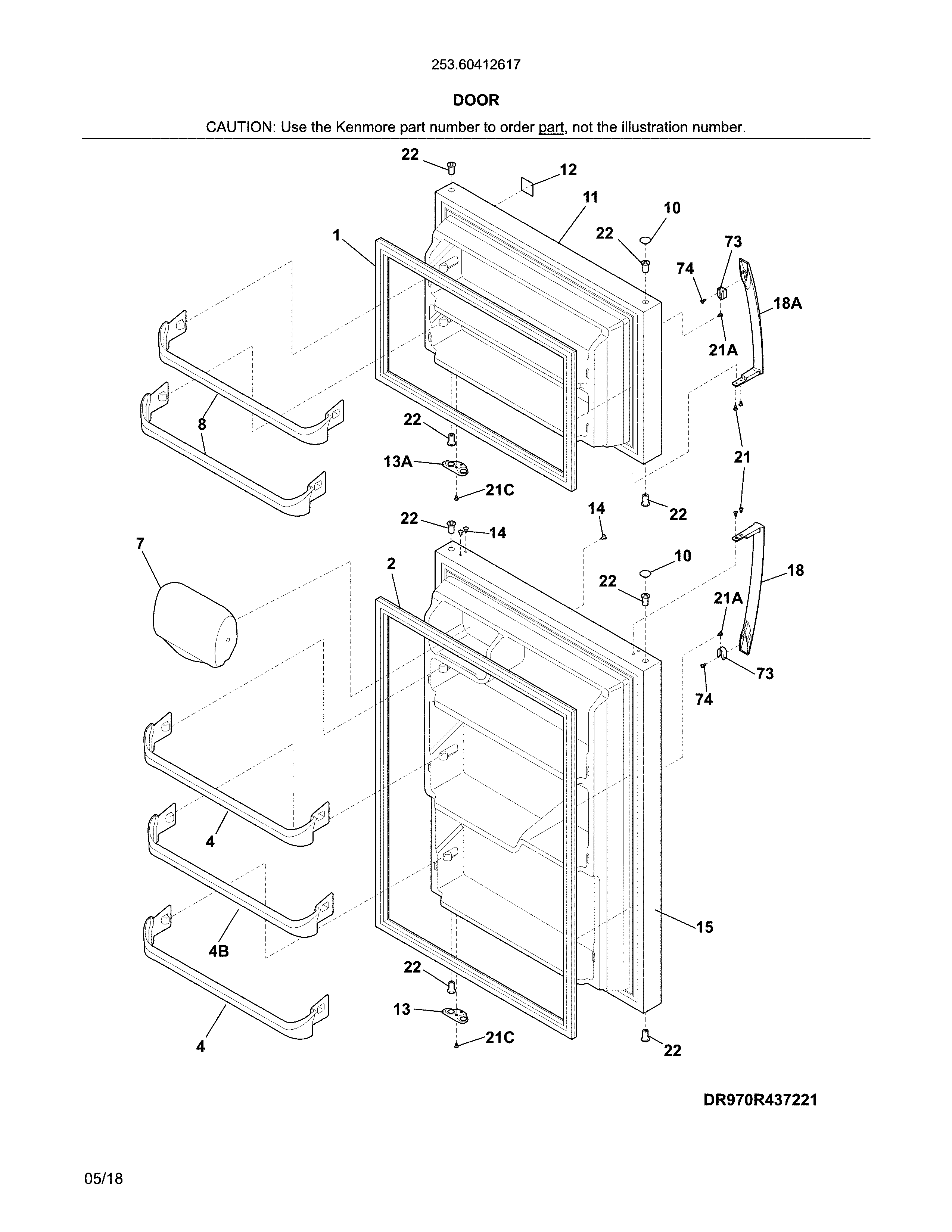 Kenmore 25360412617 doors diagram