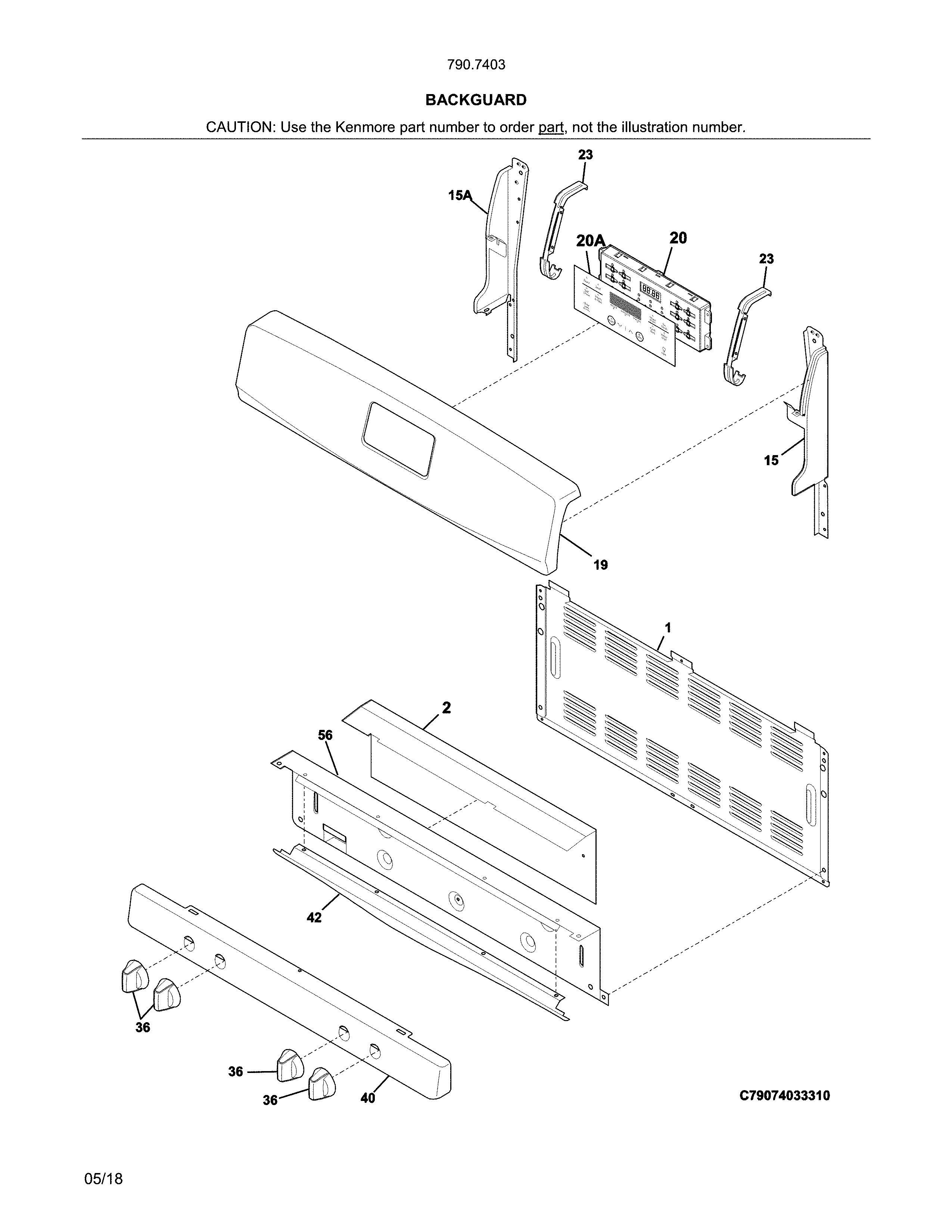 Kenmore 79074039313 backguard diagram