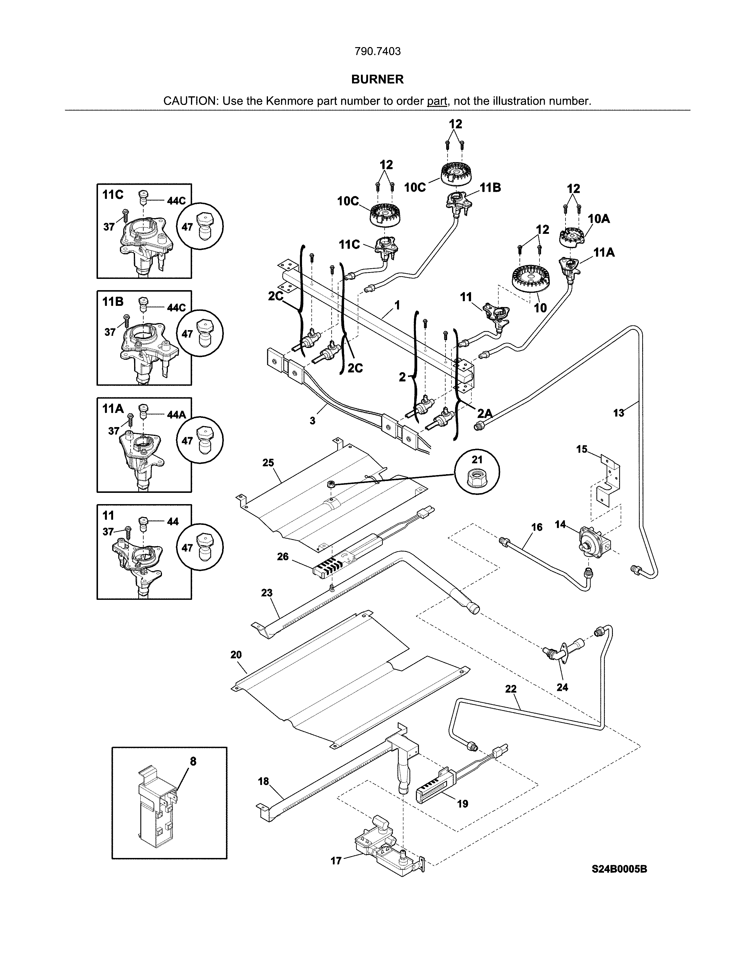 Kenmore 79074039313 burner diagram