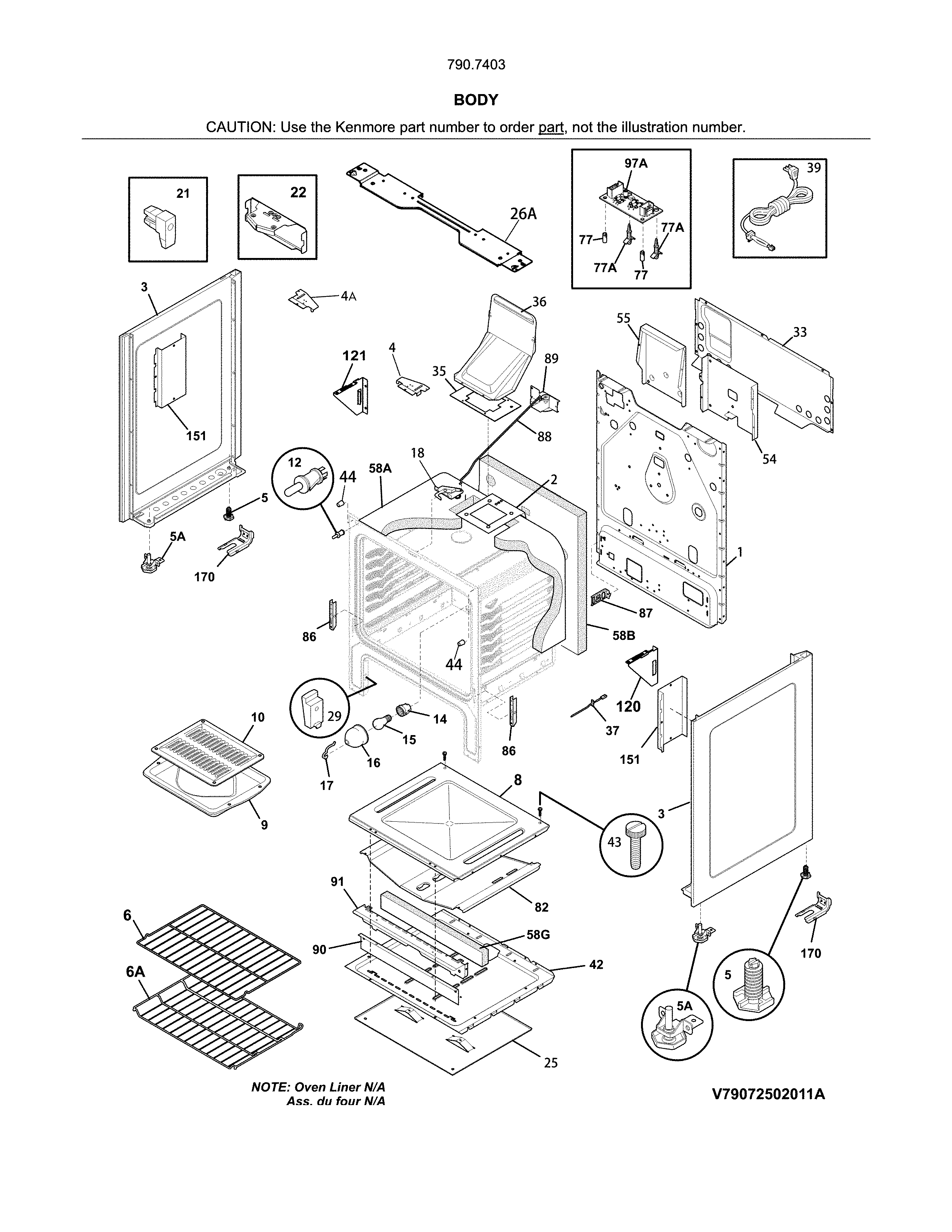 Kenmore 79074039313 body diagram
