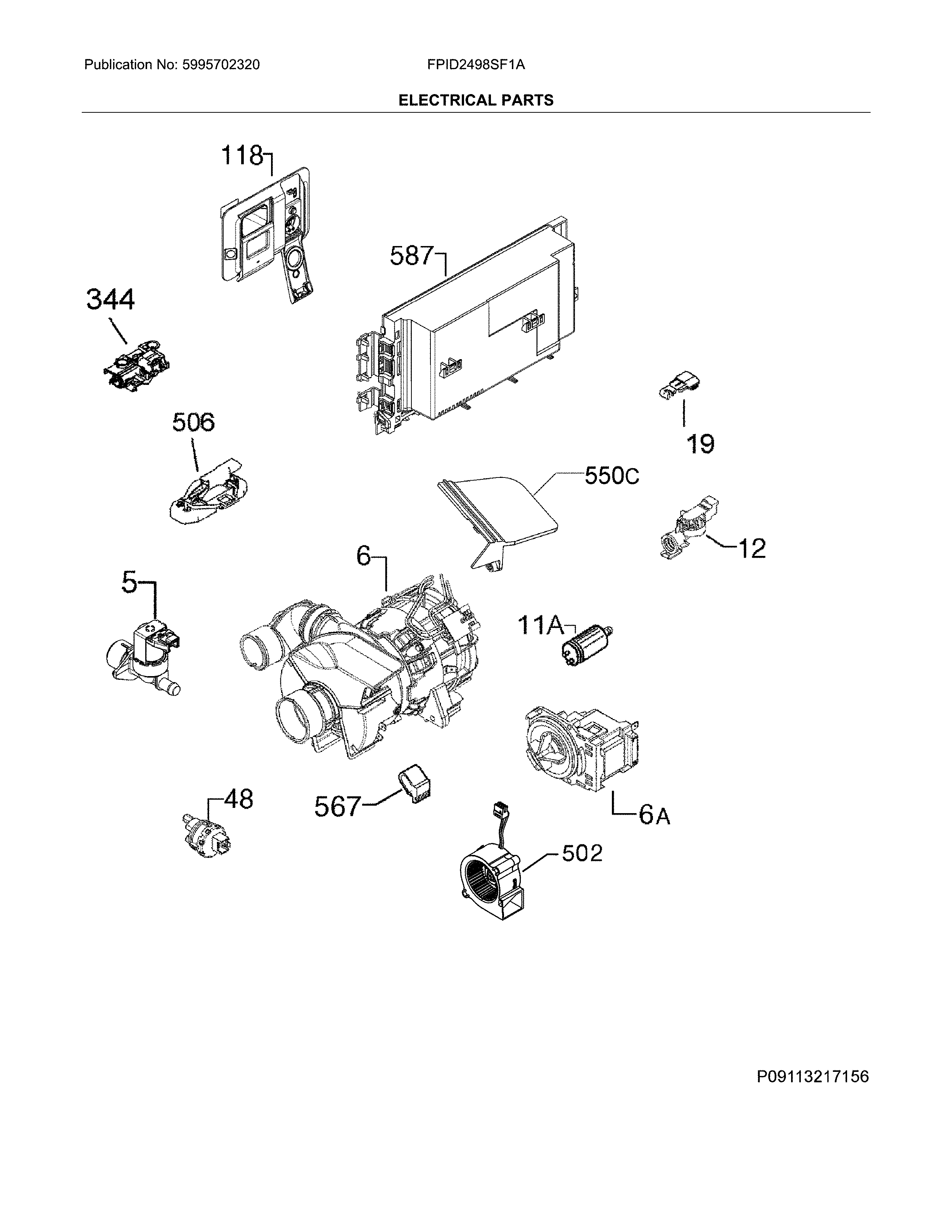 Frigidaire FPID2498SF1A electrical parts diagram