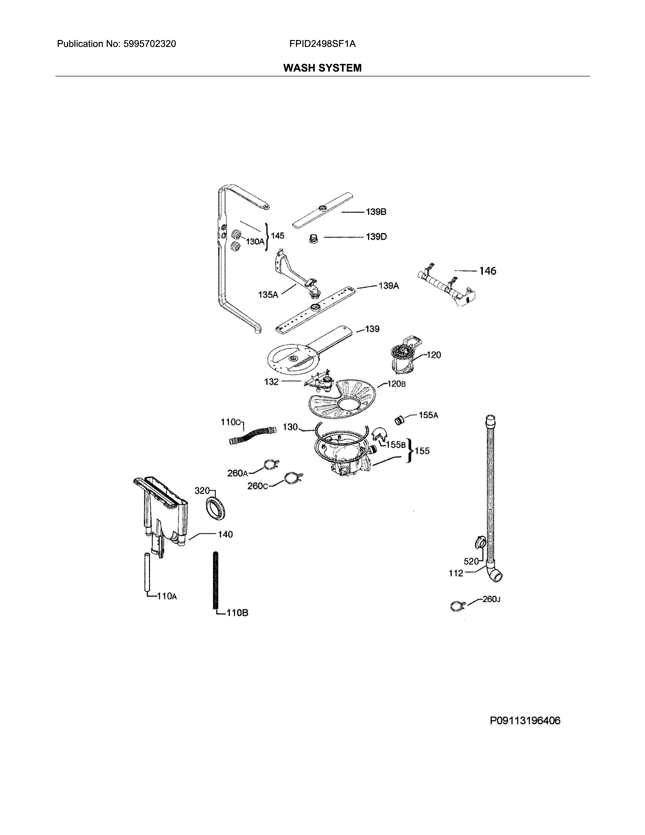 Frigidaire FPID2498SF1A wash system diagram