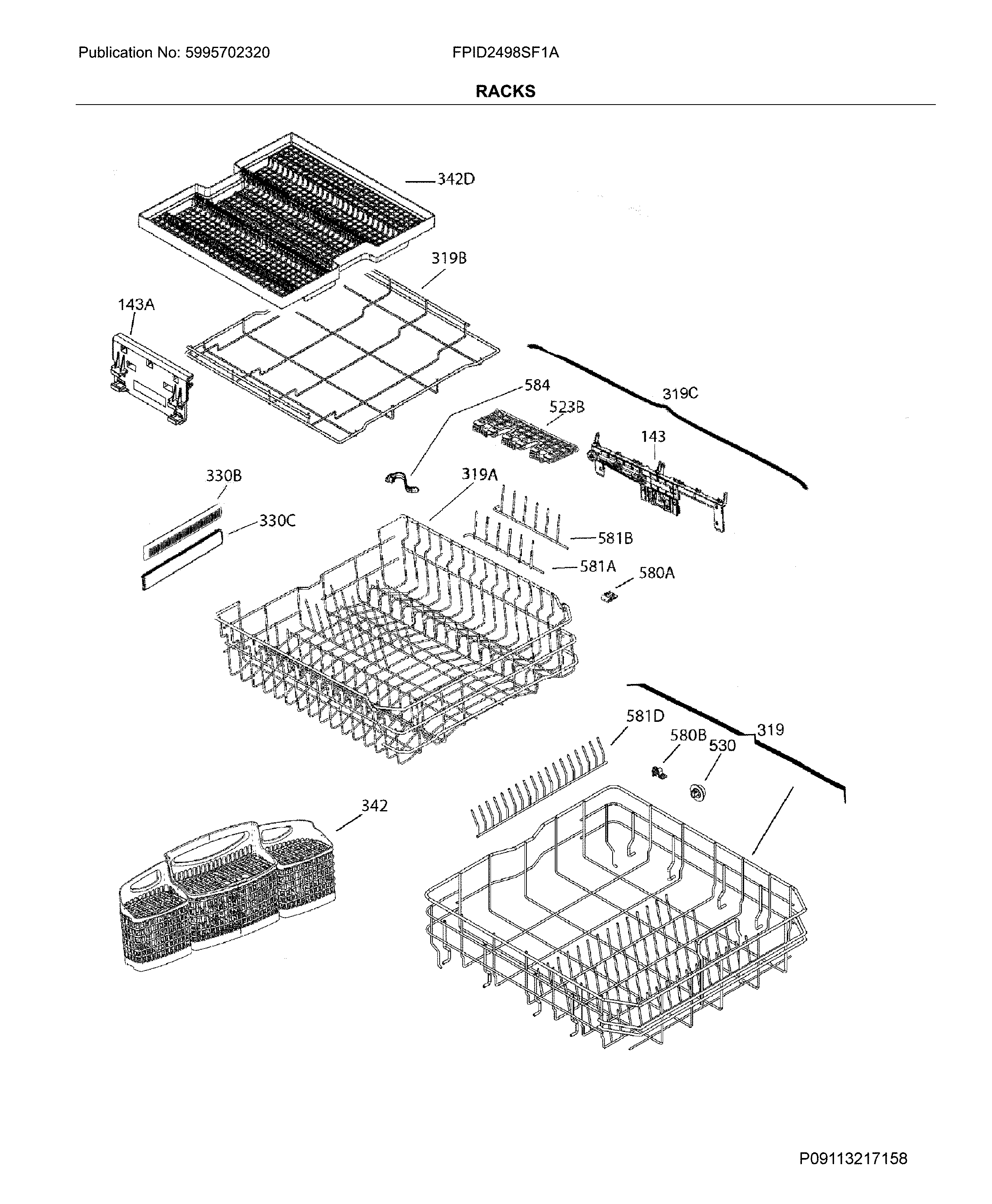Frigidaire FPID2498SF1A racks diagram