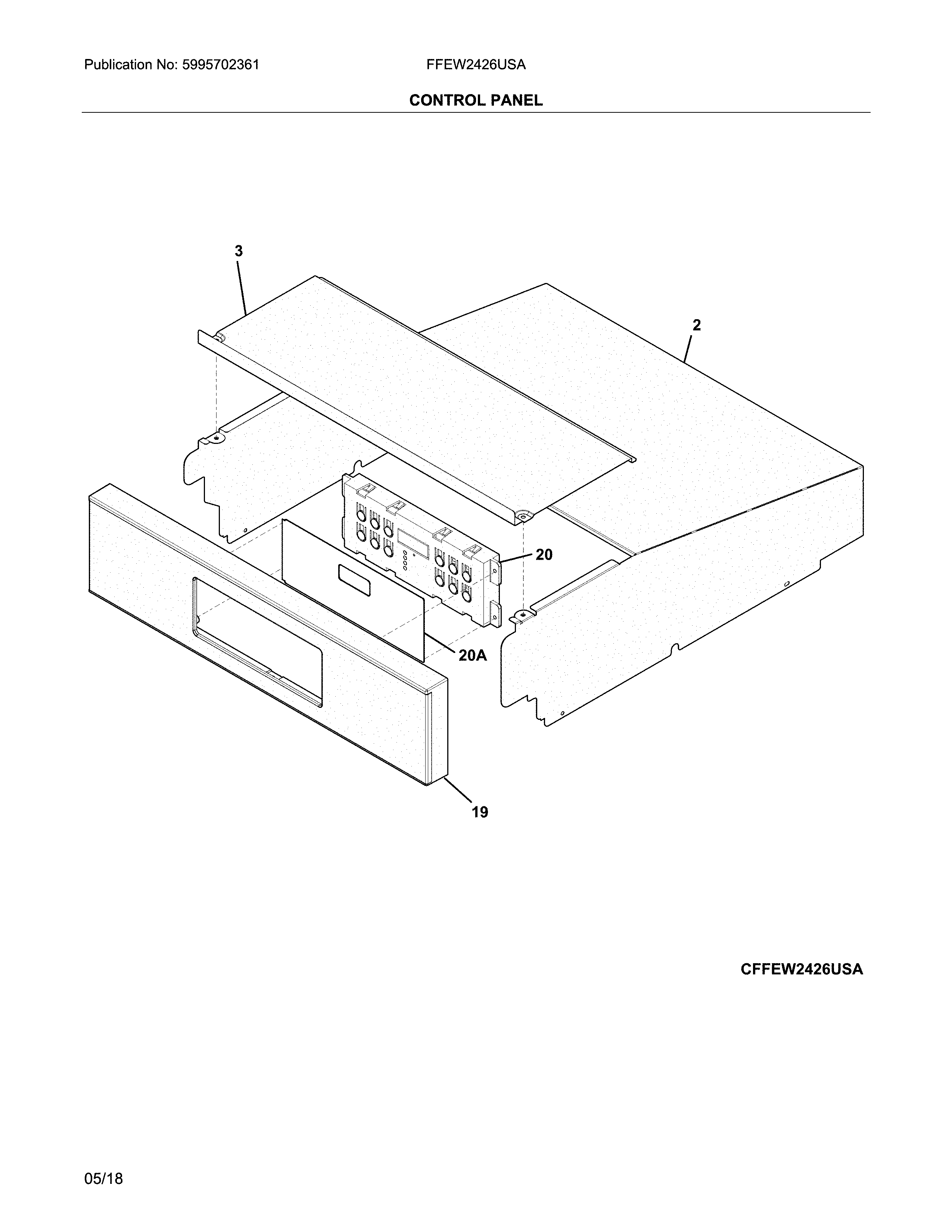 Frigidaire FFEW2426USA control panel diagram