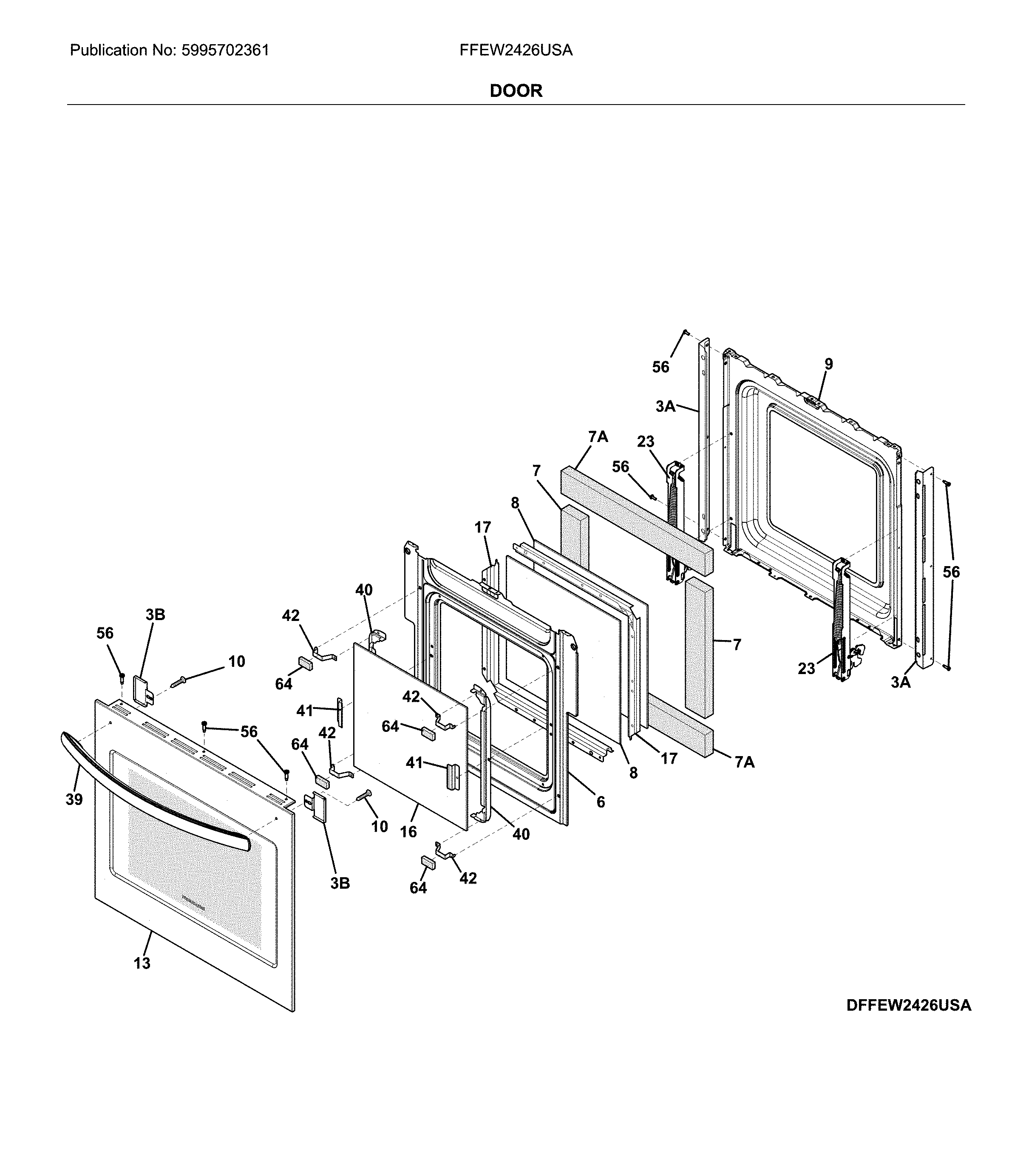 Frigidaire FFEW2426USA door diagram