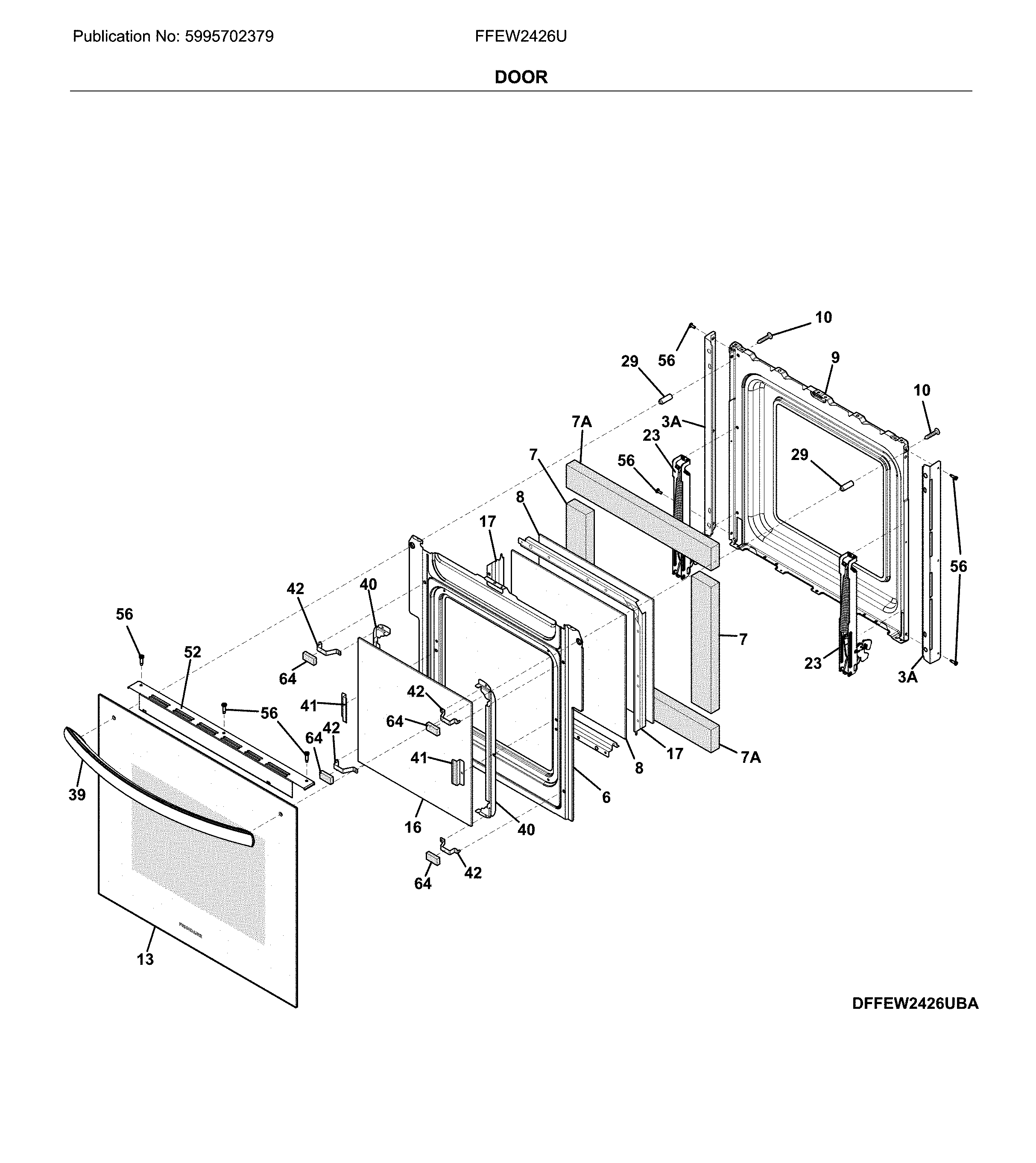 Frigidaire FFEW2426UWA door diagram