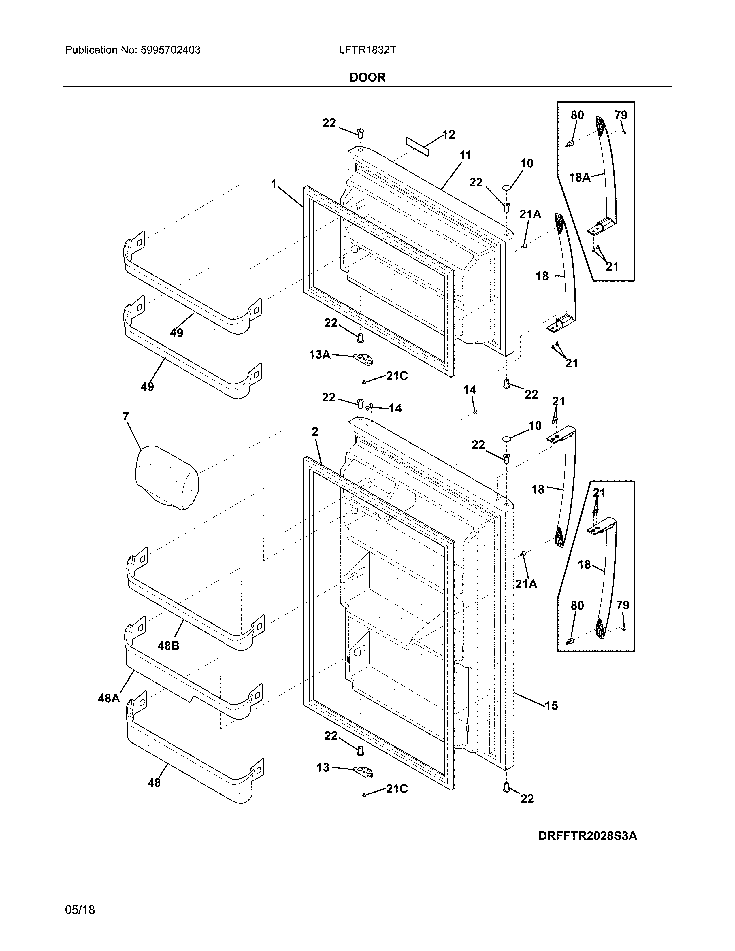 Frigidaire LFTR1832TF1 doors diagram