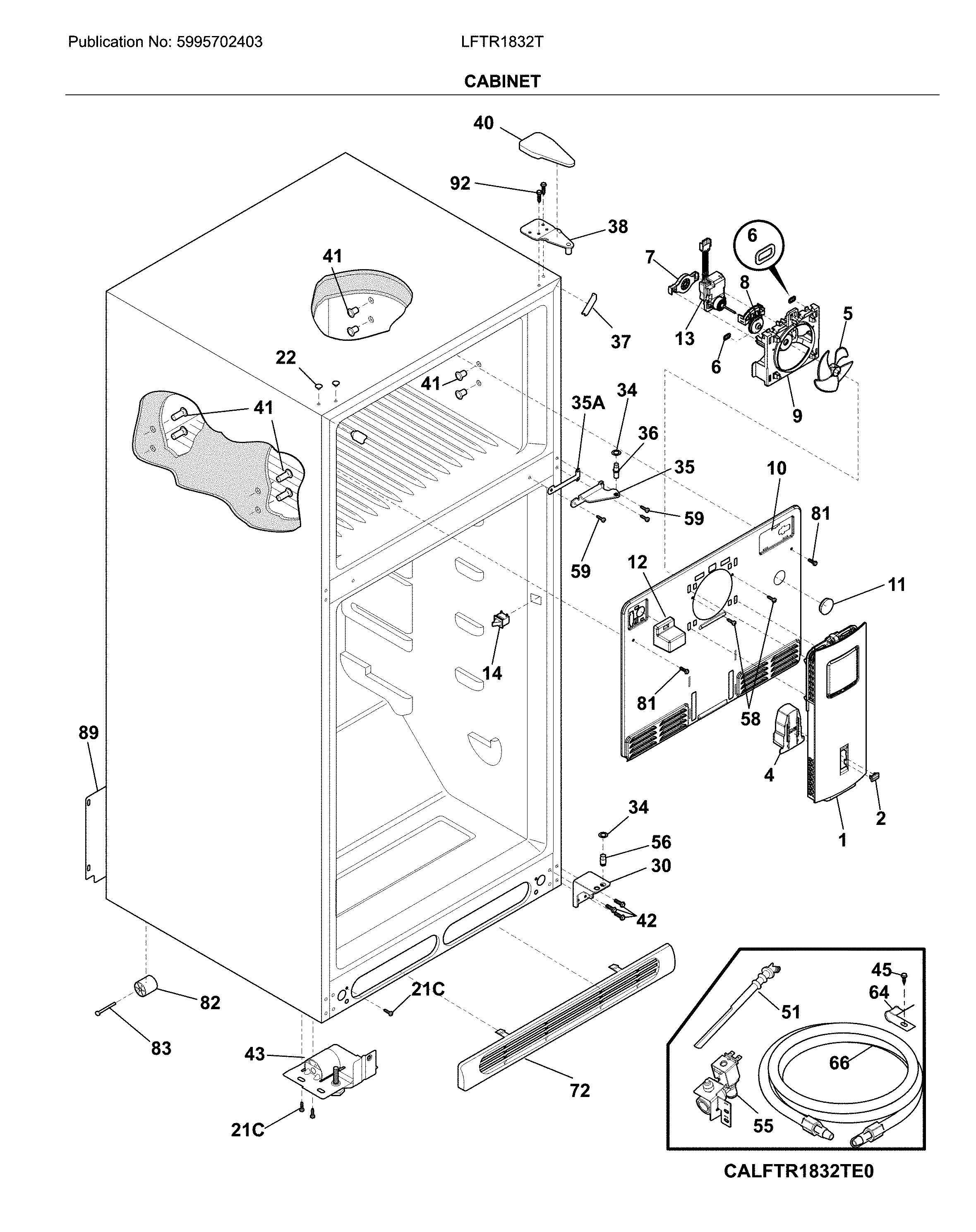 Frigidaire LFTR1832TF1 cabinet diagram